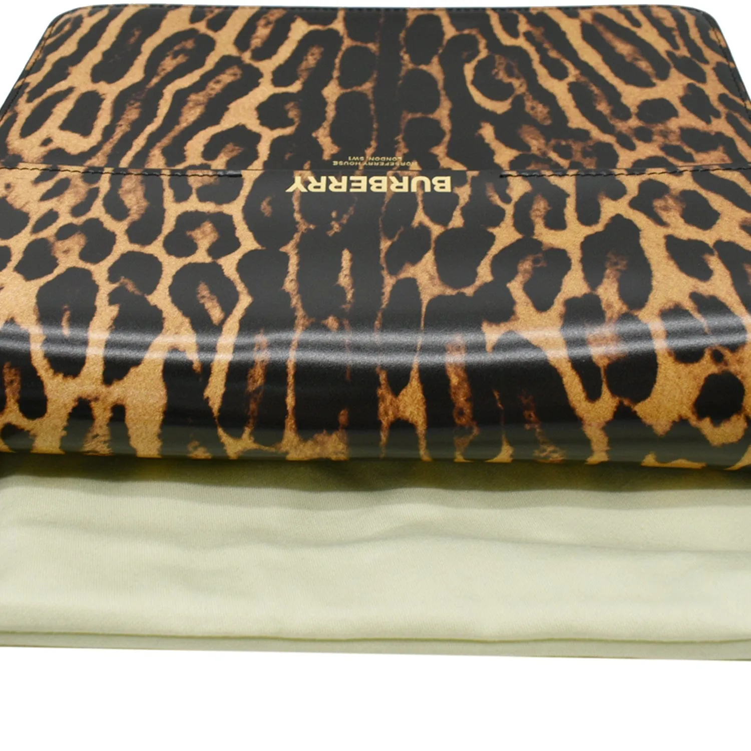 BURBERRY Grace Large Leopard Print Leather Shoulder Bag Multicolor