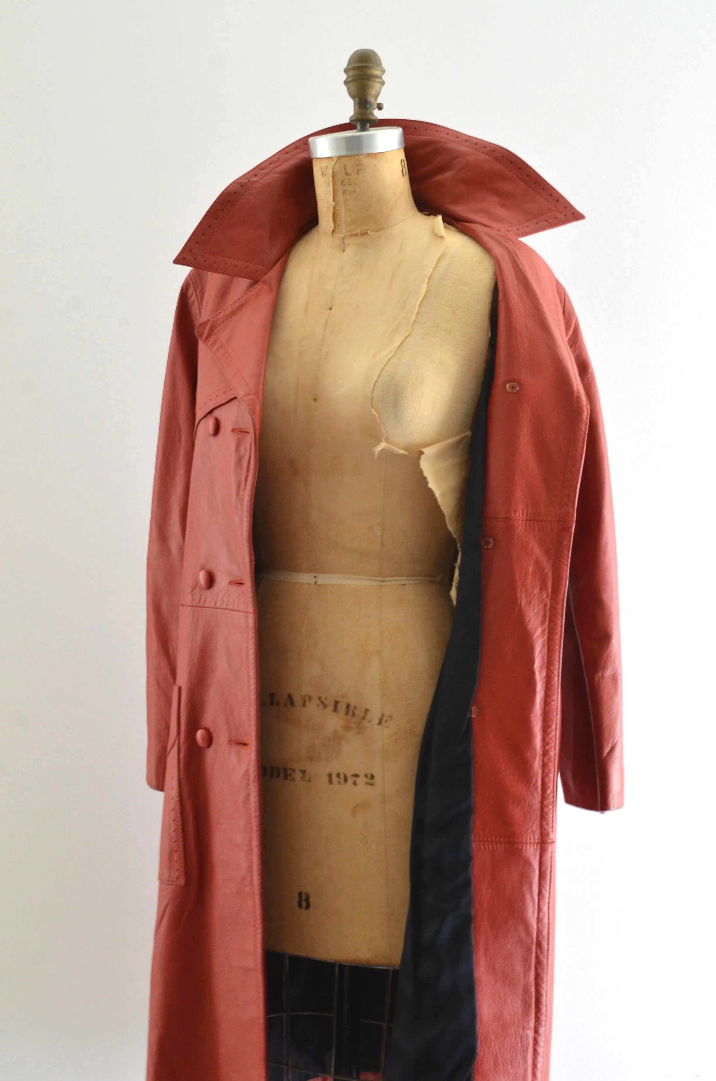 Burnt Sienna Leather Coat / S