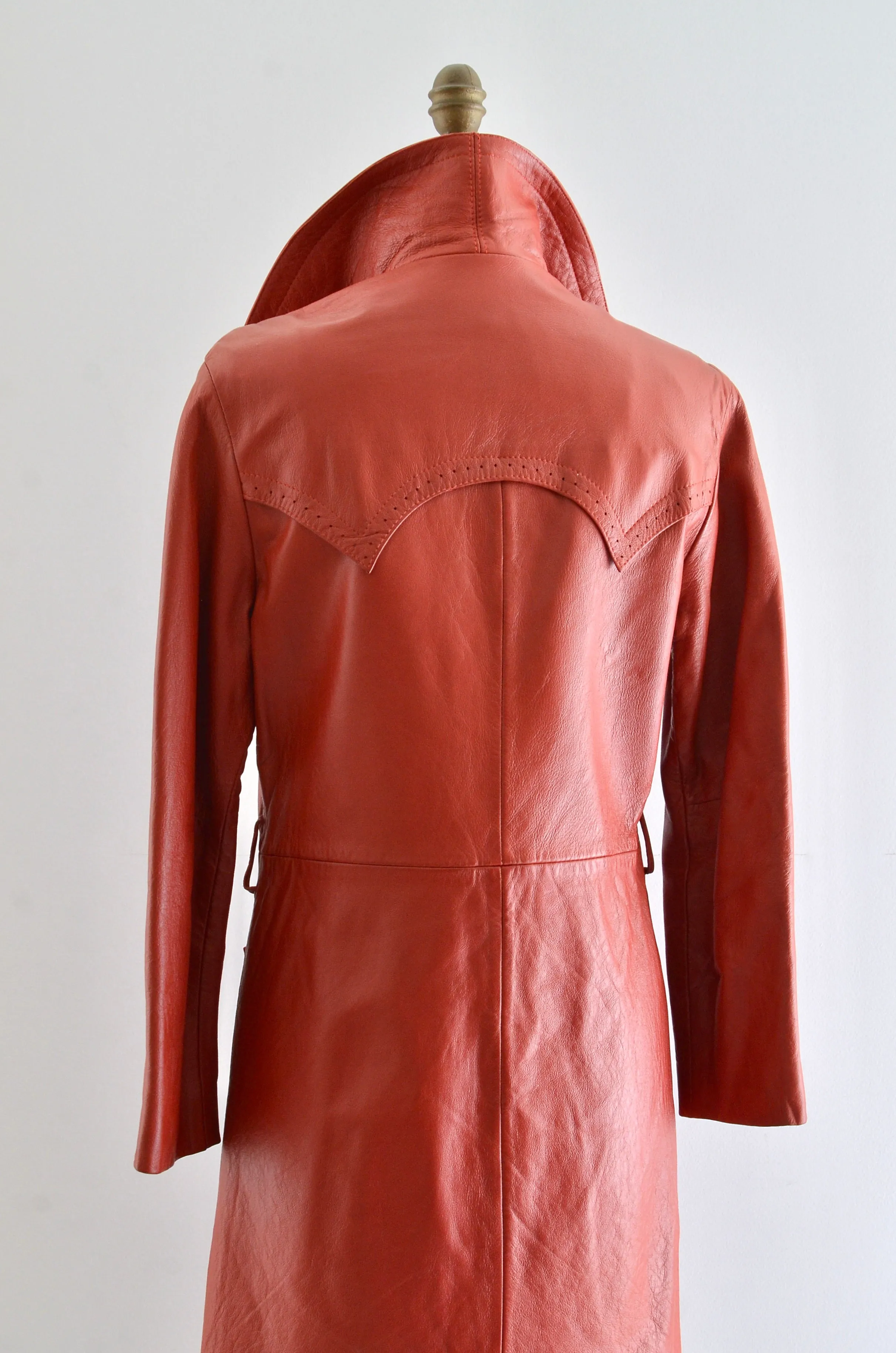 Burnt Sienna Leather Coat / S
