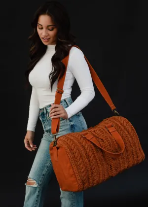 CABLE KNIT DUFFEL BAG - mustard, rust or grey