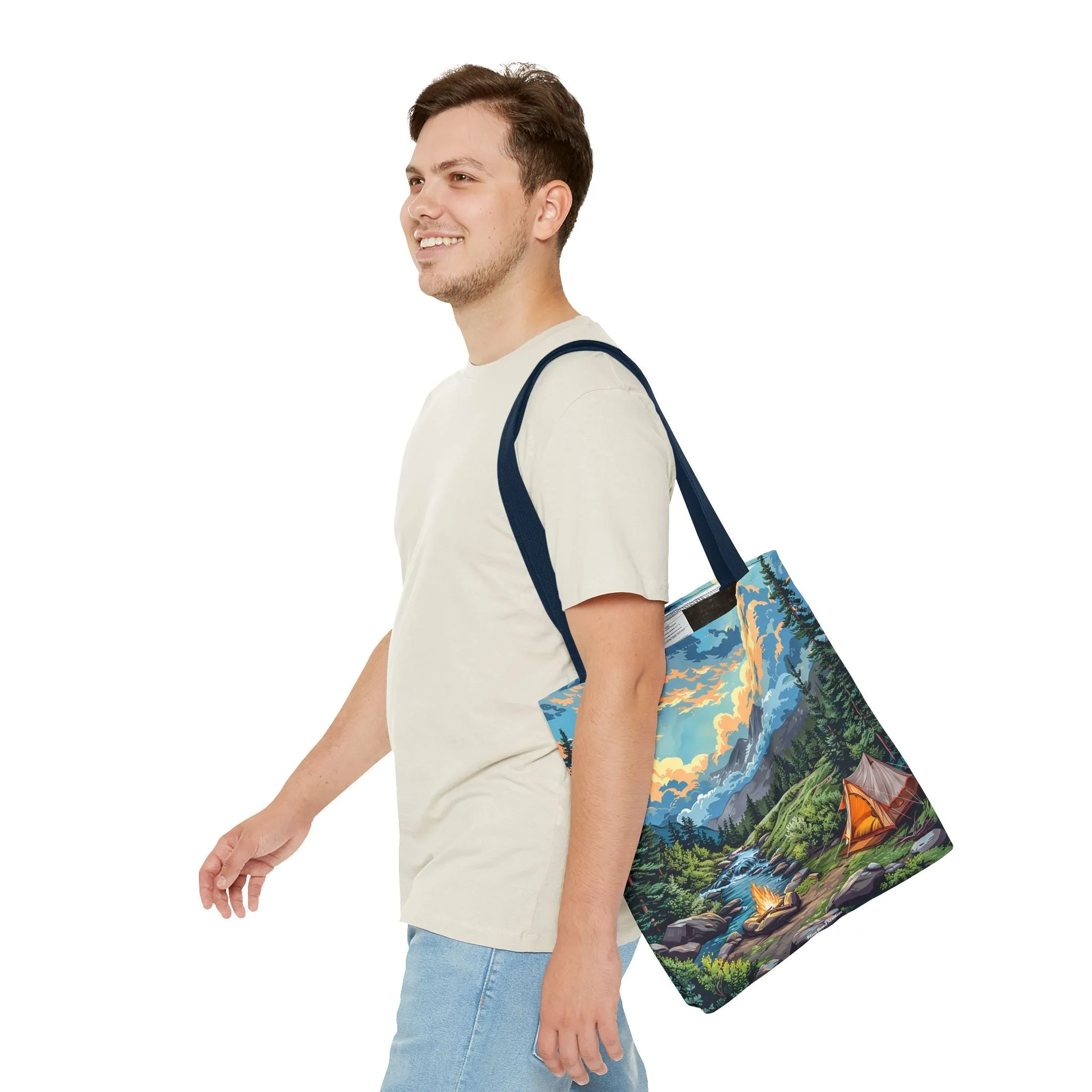 Campfire Serenity Tote Bag - Carry the Calm of the Campsite, Wherever Your Roam! Available in 3 sizes.