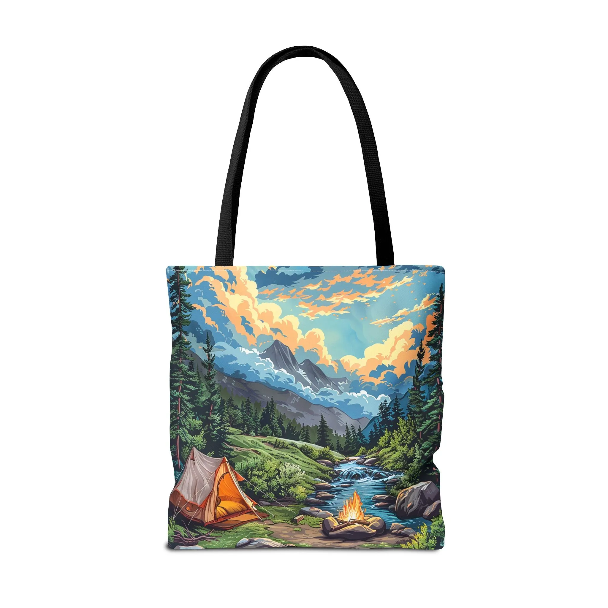 Campfire Serenity Tote Bag - Carry the Calm of the Campsite, Wherever Your Roam! Available in 3 sizes.