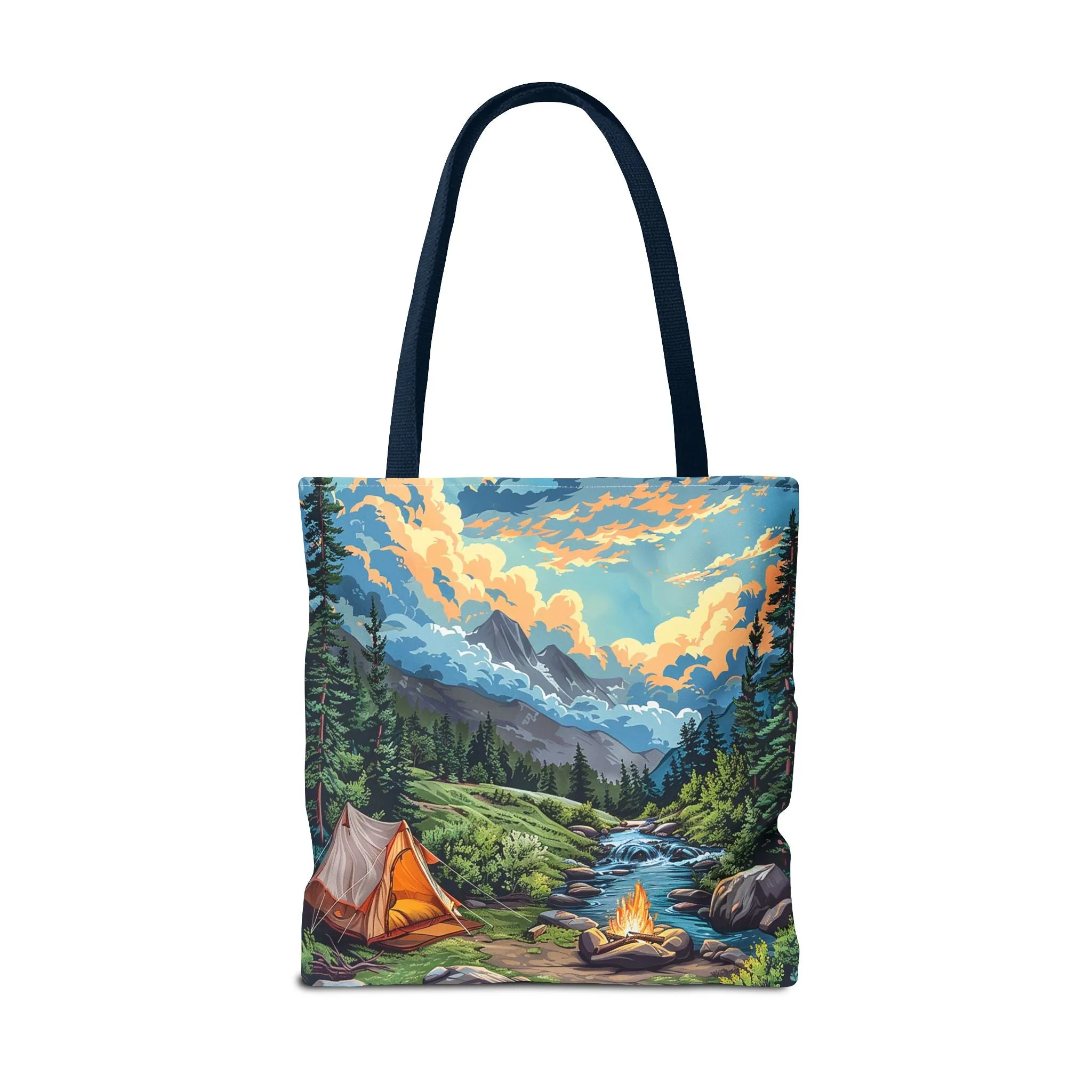 Campfire Serenity Tote Bag - Carry the Calm of the Campsite, Wherever Your Roam! Available in 3 sizes.