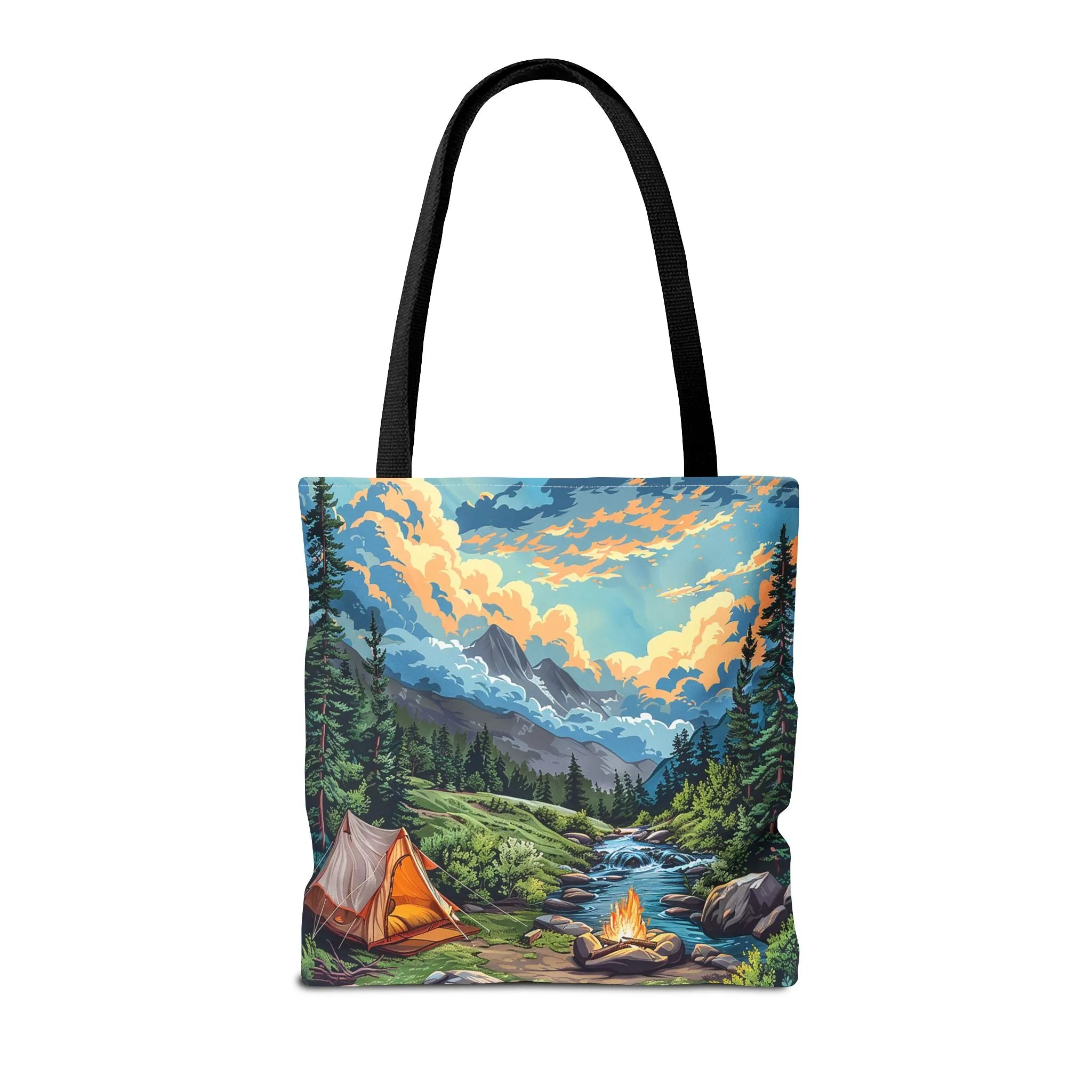 Campfire Serenity Tote Bag - Carry the Calm of the Campsite, Wherever Your Roam! Available in 3 sizes.