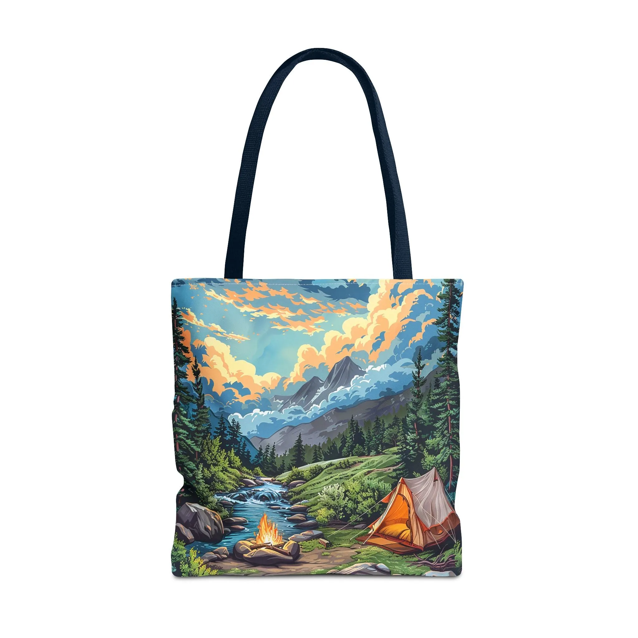 Campfire Serenity Tote Bag - Carry the Calm of the Campsite, Wherever Your Roam! Available in 3 sizes.
