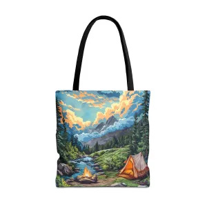 Campfire Serenity Tote Bag - Carry the Calm of the Campsite, Wherever Your Roam! Available in 3 sizes.