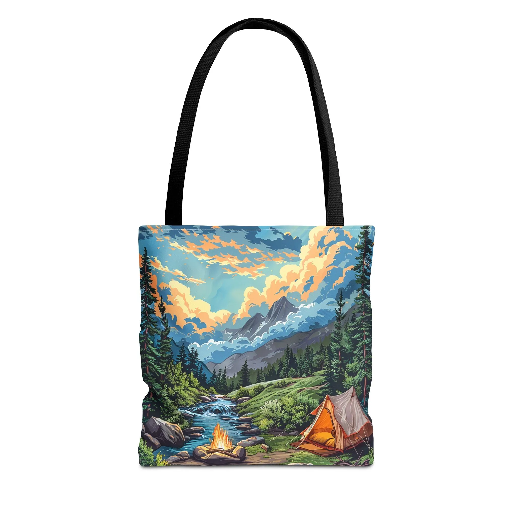 Campfire Serenity Tote Bag - Carry the Calm of the Campsite, Wherever Your Roam! Available in 3 sizes.