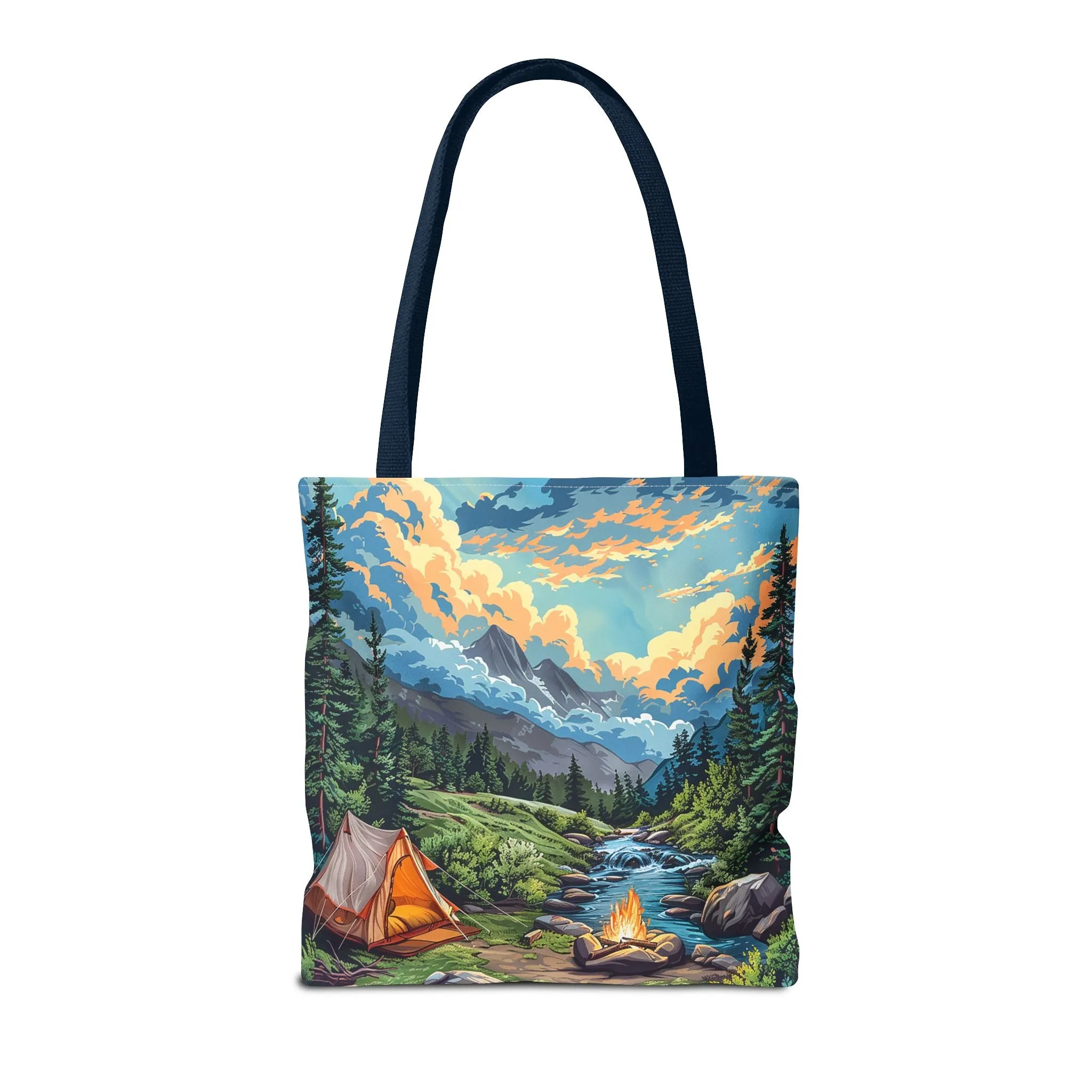 Campfire Serenity Tote Bag - Carry the Calm of the Campsite, Wherever Your Roam! Available in 3 sizes.
