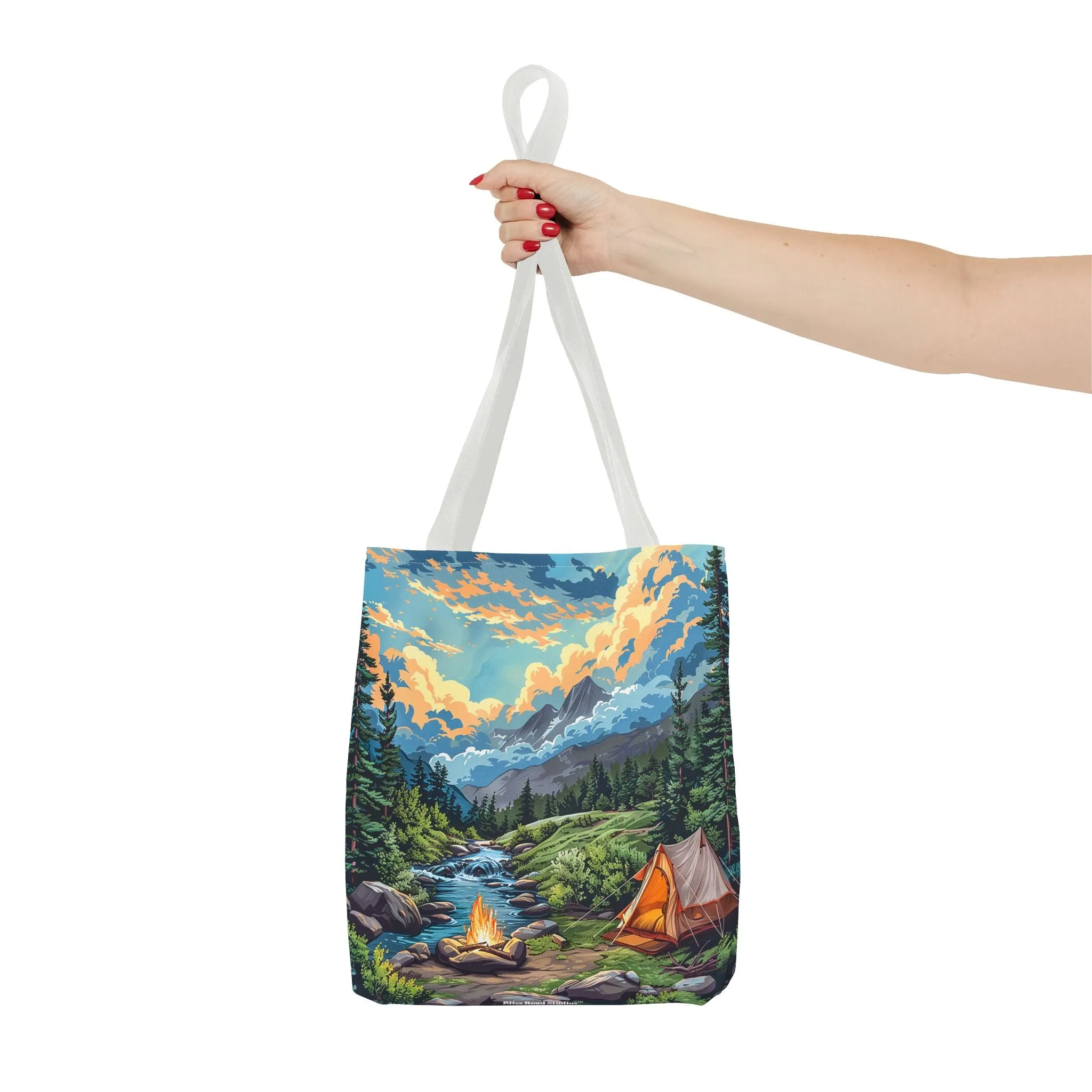 Campfire Serenity Tote Bag - Carry the Calm of the Campsite, Wherever Your Roam! Available in 3 sizes.