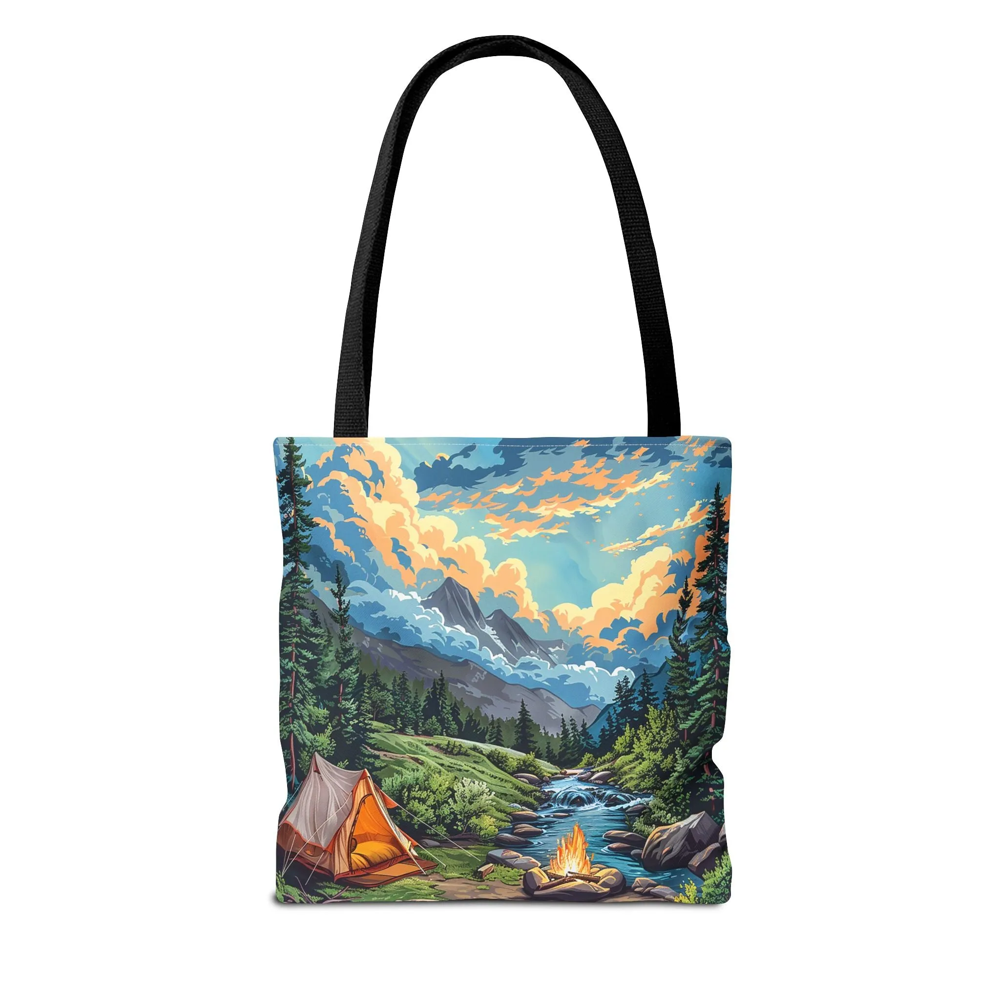 Campfire Serenity Tote Bag - Carry the Calm of the Campsite, Wherever Your Roam! Available in 3 sizes.