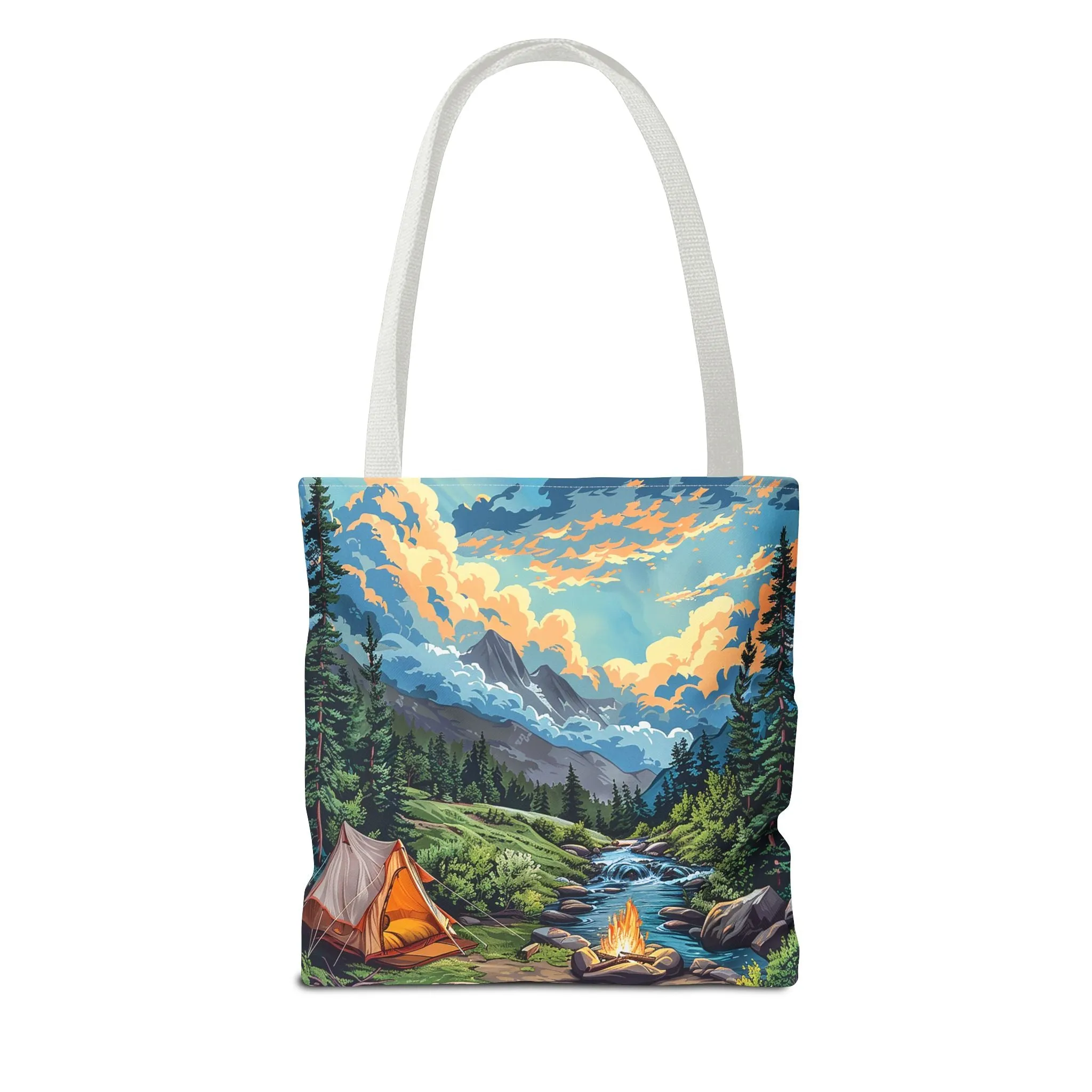 Campfire Serenity Tote Bag - Carry the Calm of the Campsite, Wherever Your Roam! Available in 3 sizes.