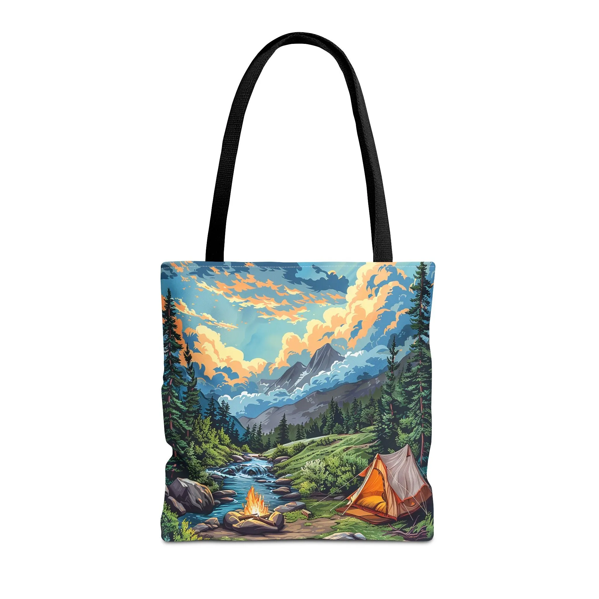 Campfire Serenity Tote Bag - Carry the Calm of the Campsite, Wherever Your Roam! Available in 3 sizes.