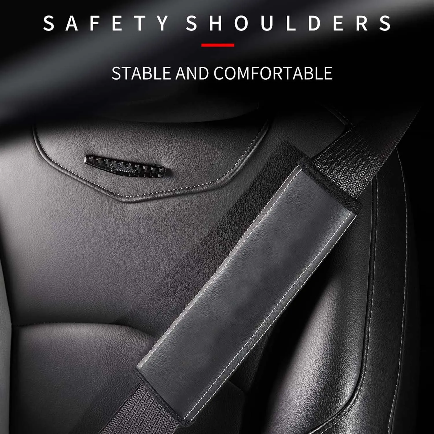 Car Seat Belt Covers (2PCS), Custom Fit For Your Cars, Microfiber Leather Seat Belt Shoulder Pads for More Comfortable Driving, Car Accessories VE13994