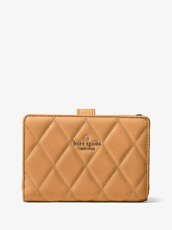 Carey Smooth Quilted Leather Medium Compact Bifold Wallet