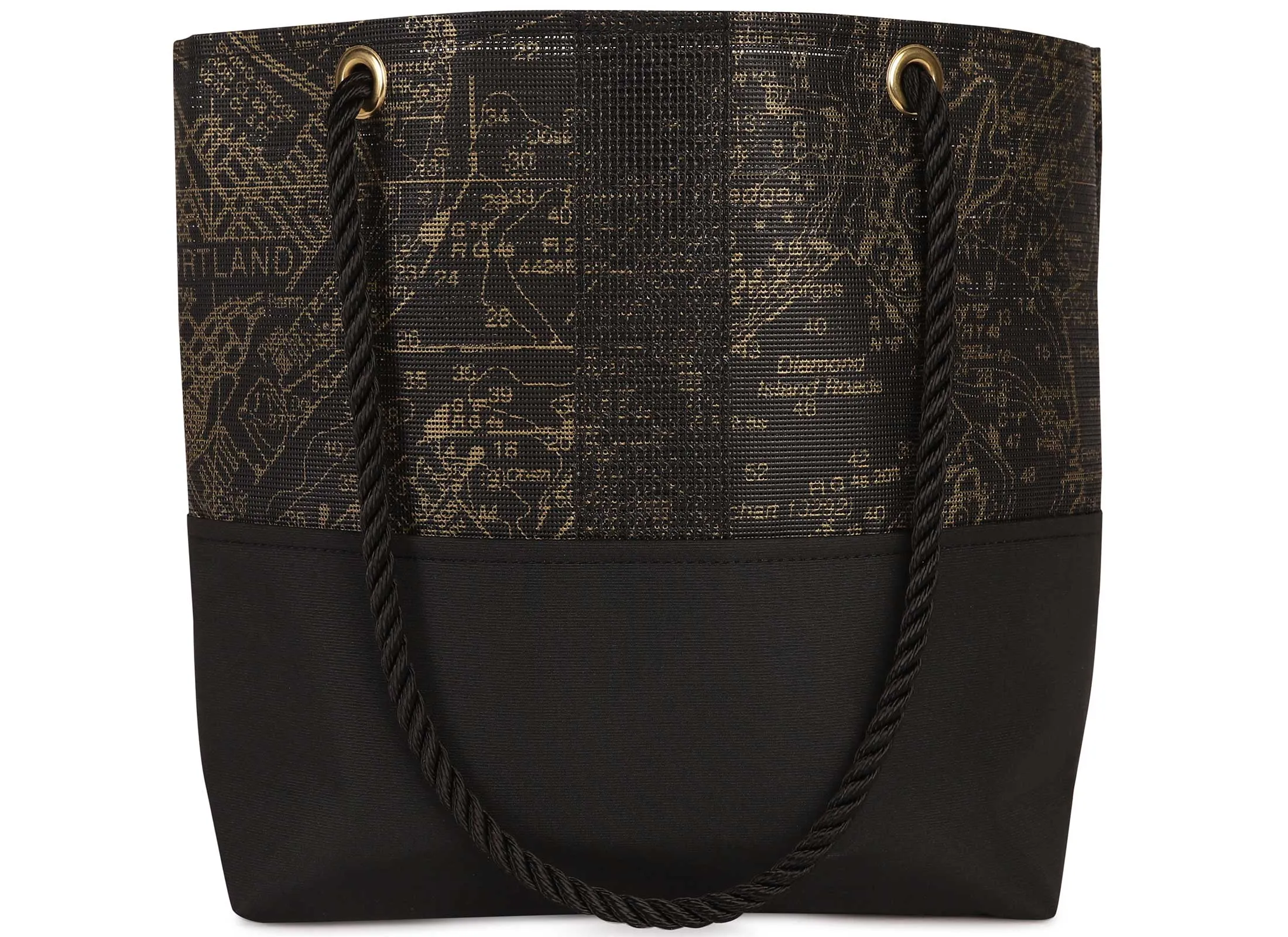 Casco Bay Chart in Black & Gold Tote