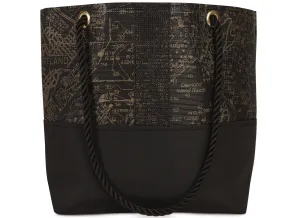 Casco Bay Chart in Black & Gold Tote