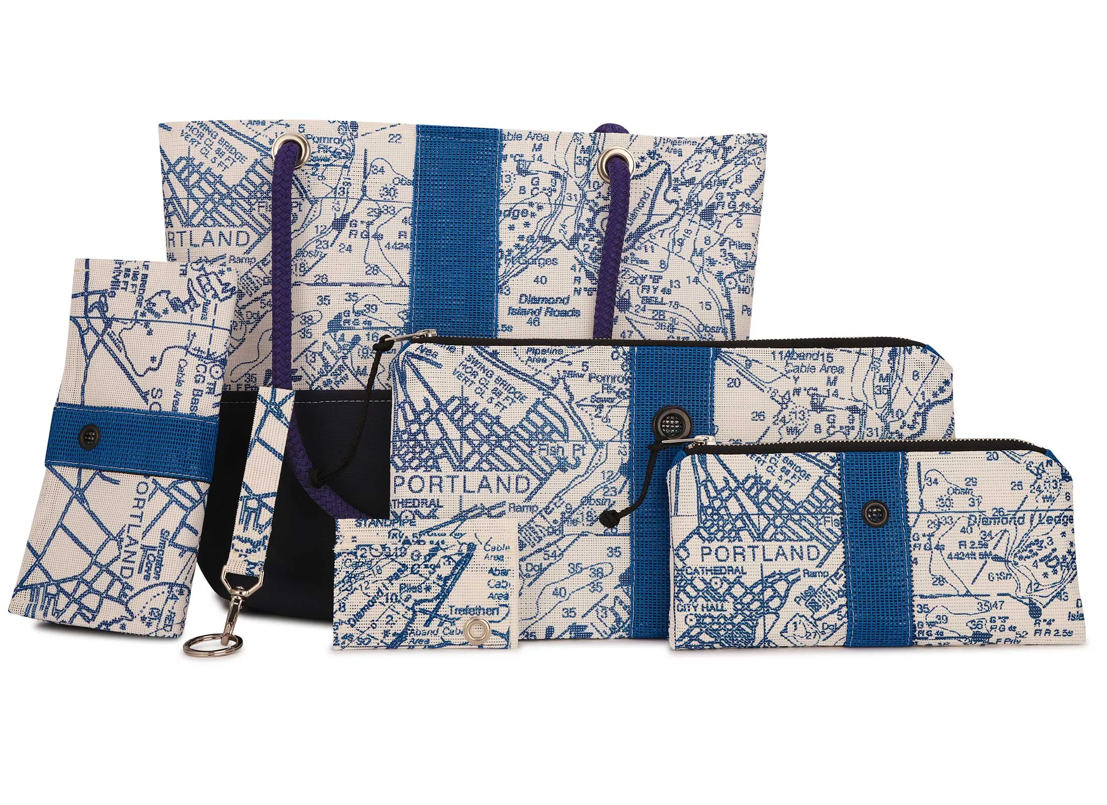 Casco Bay Chart in Sailor Blue Tote