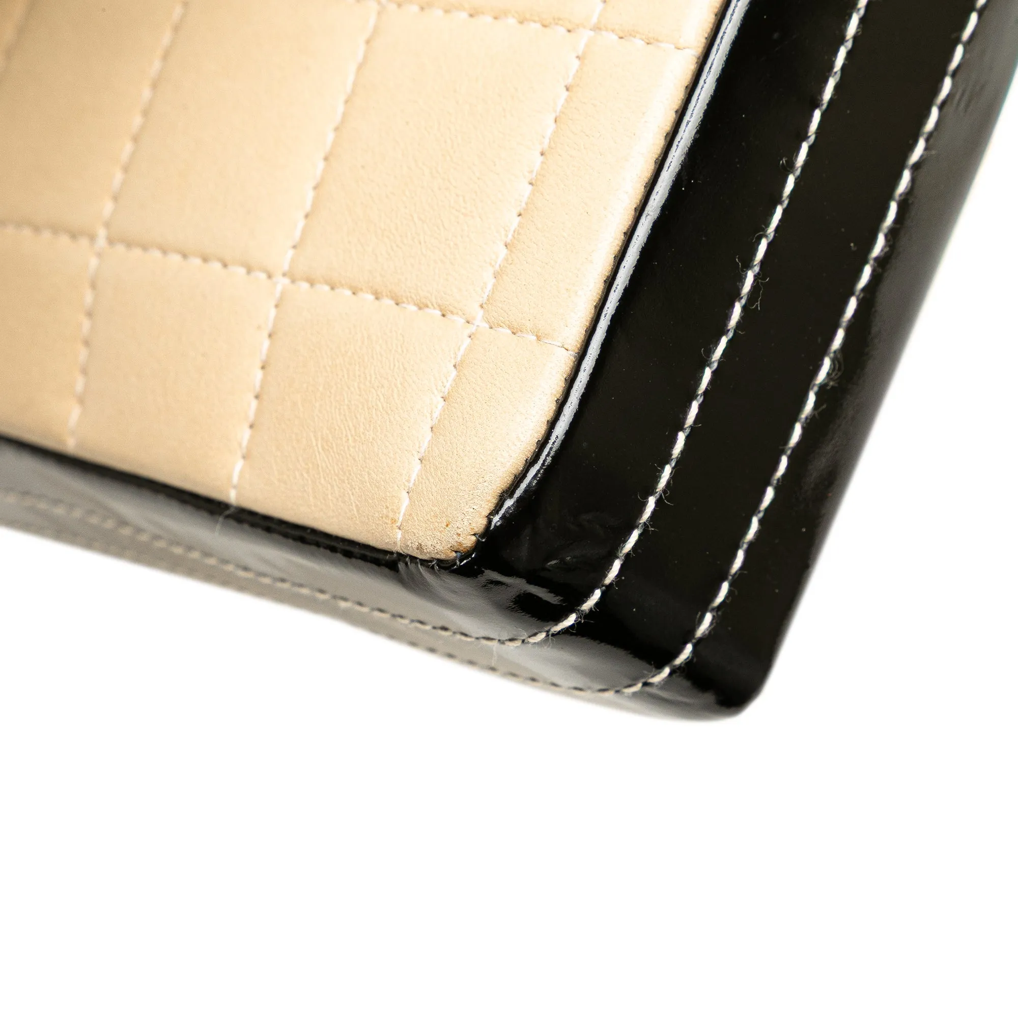 CC Chocolate Bar Lambskin and Patent East West Flap