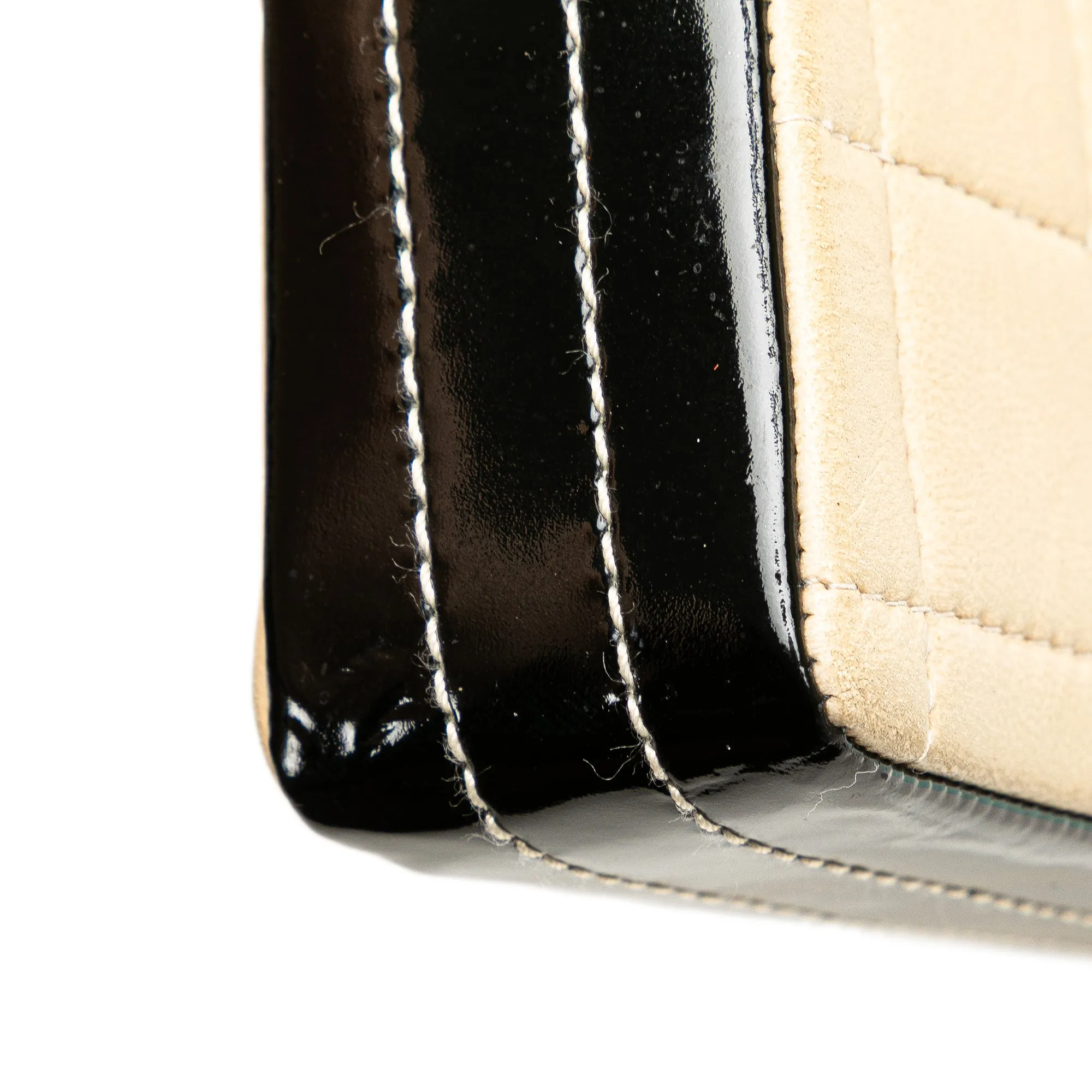 CC Chocolate Bar Lambskin and Patent East West Flap
