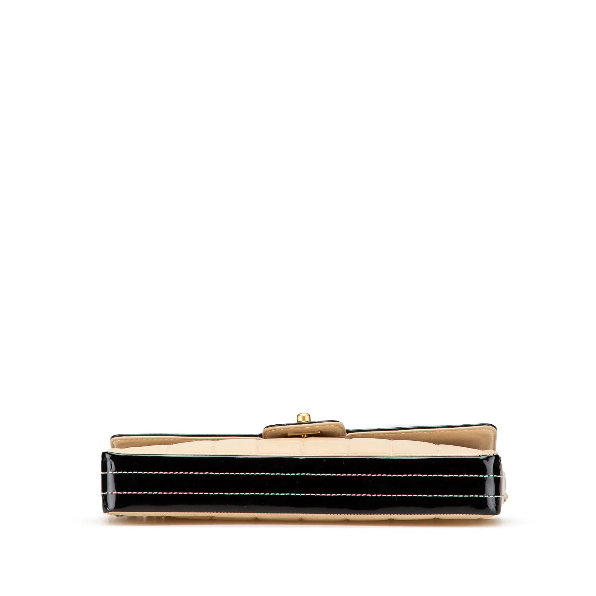 CC Chocolate Bar Lambskin and Patent East West Flap