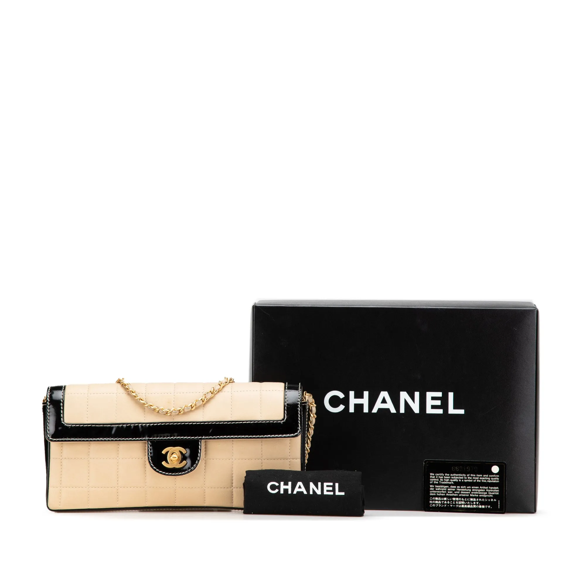 CC Chocolate Bar Lambskin and Patent East West Flap
