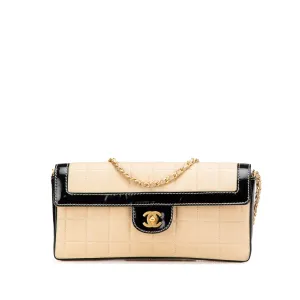 CC Chocolate Bar Lambskin and Patent East West Flap