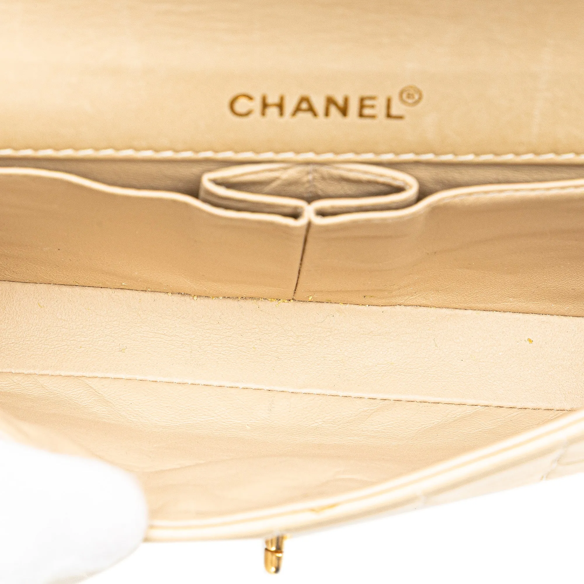 CC Chocolate Bar Lambskin and Patent East West Flap