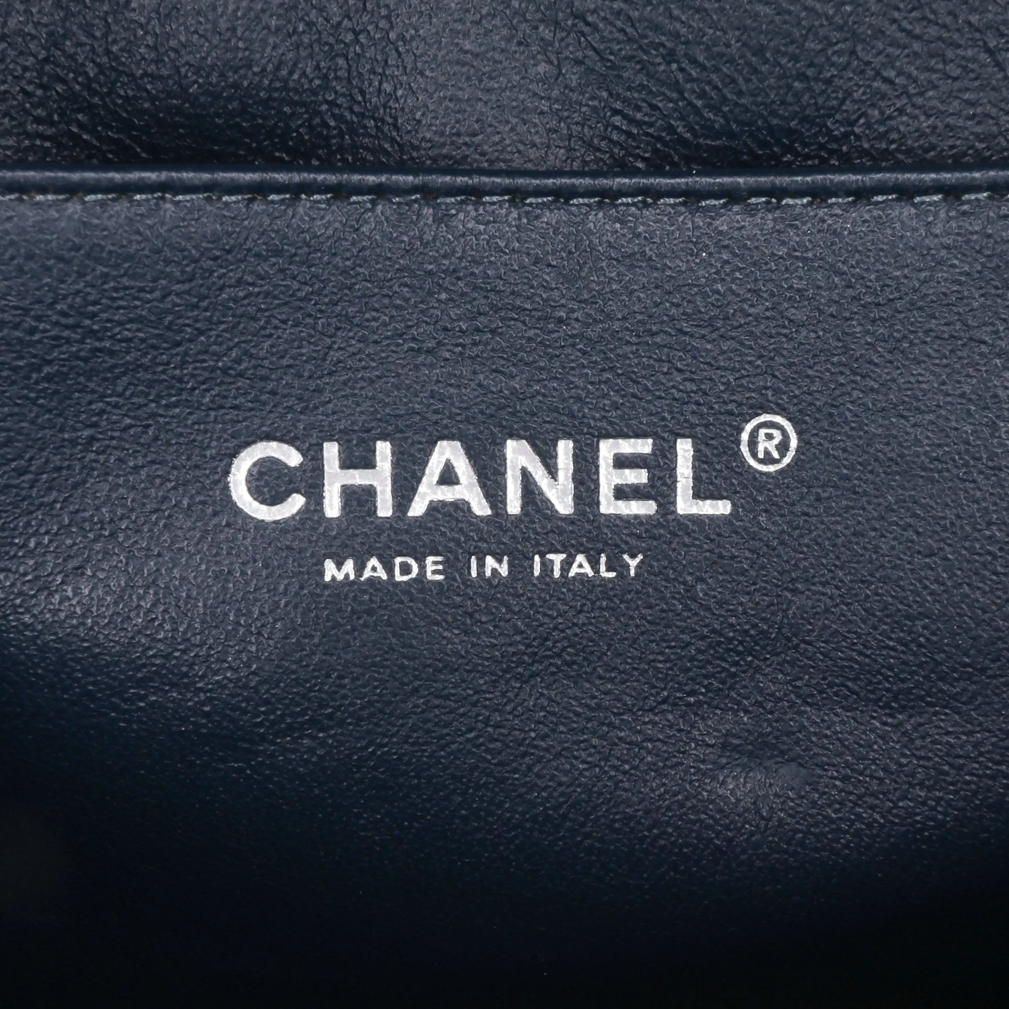 CC Quilted Patent Clutch With Chain
