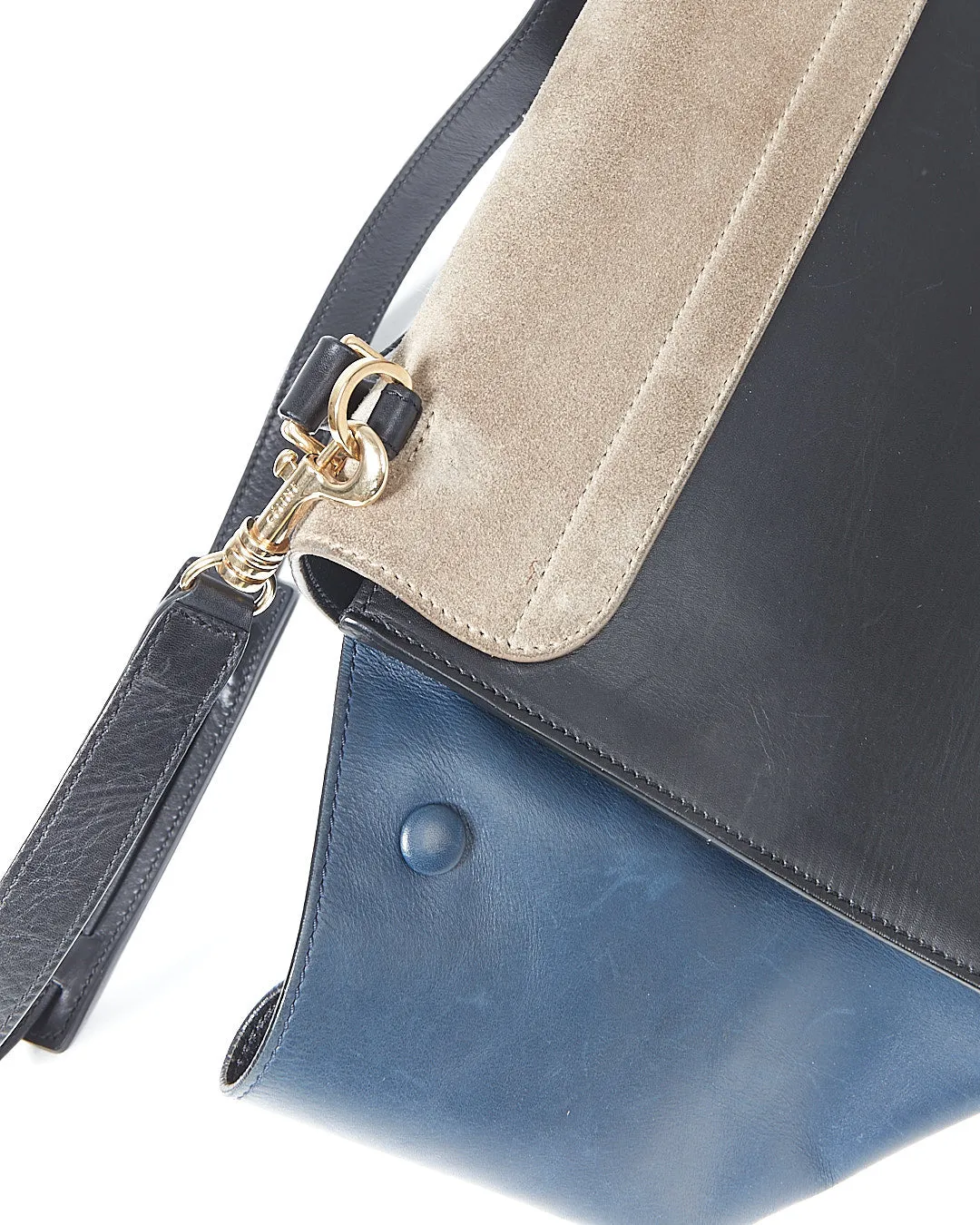 Celine Tri Color Suede & Leather Trapeze Shoulder Bag