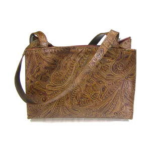 CF48  Floral Print Mid-Size Tote- Brown