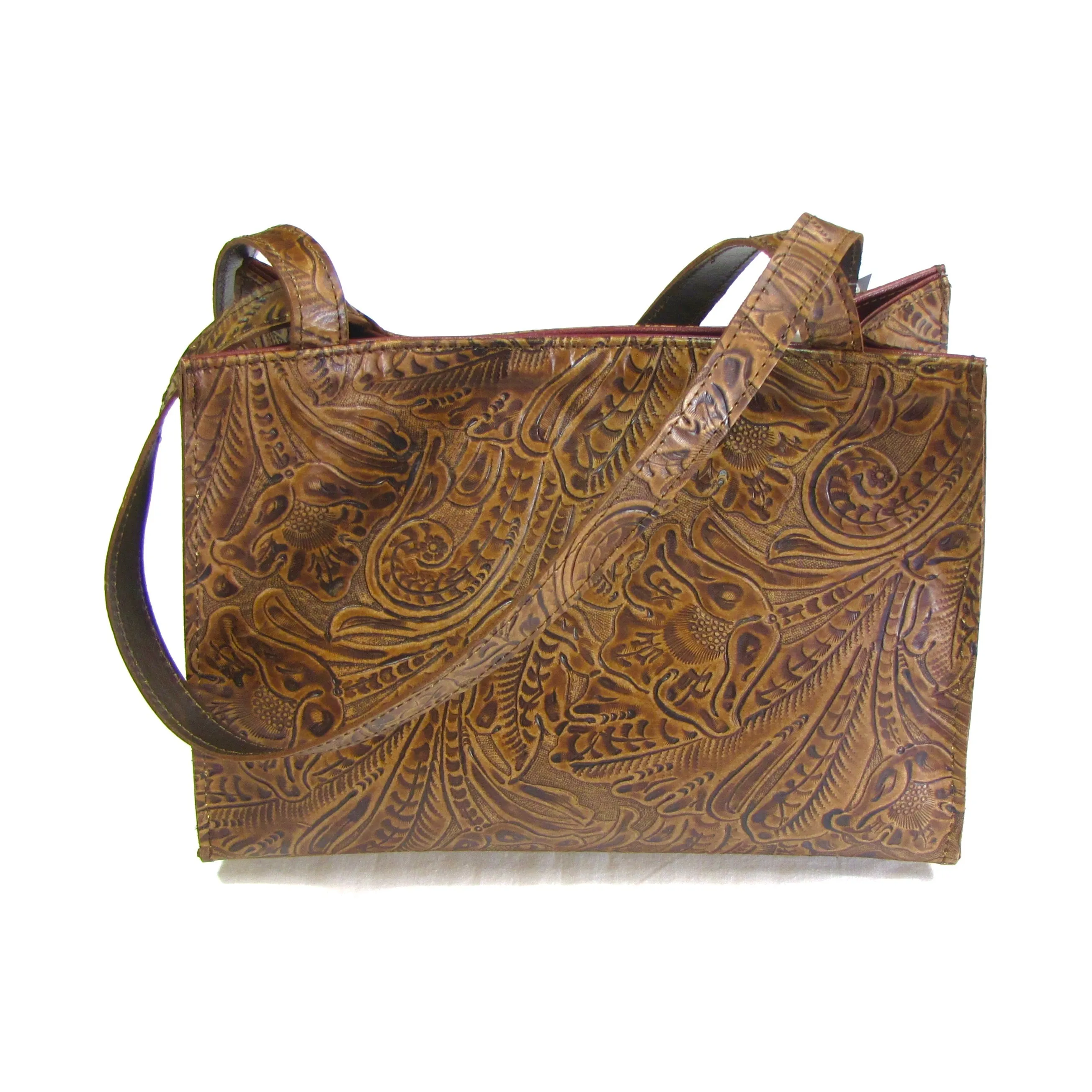 CF48  Floral Print Mid-Size Tote- Brown