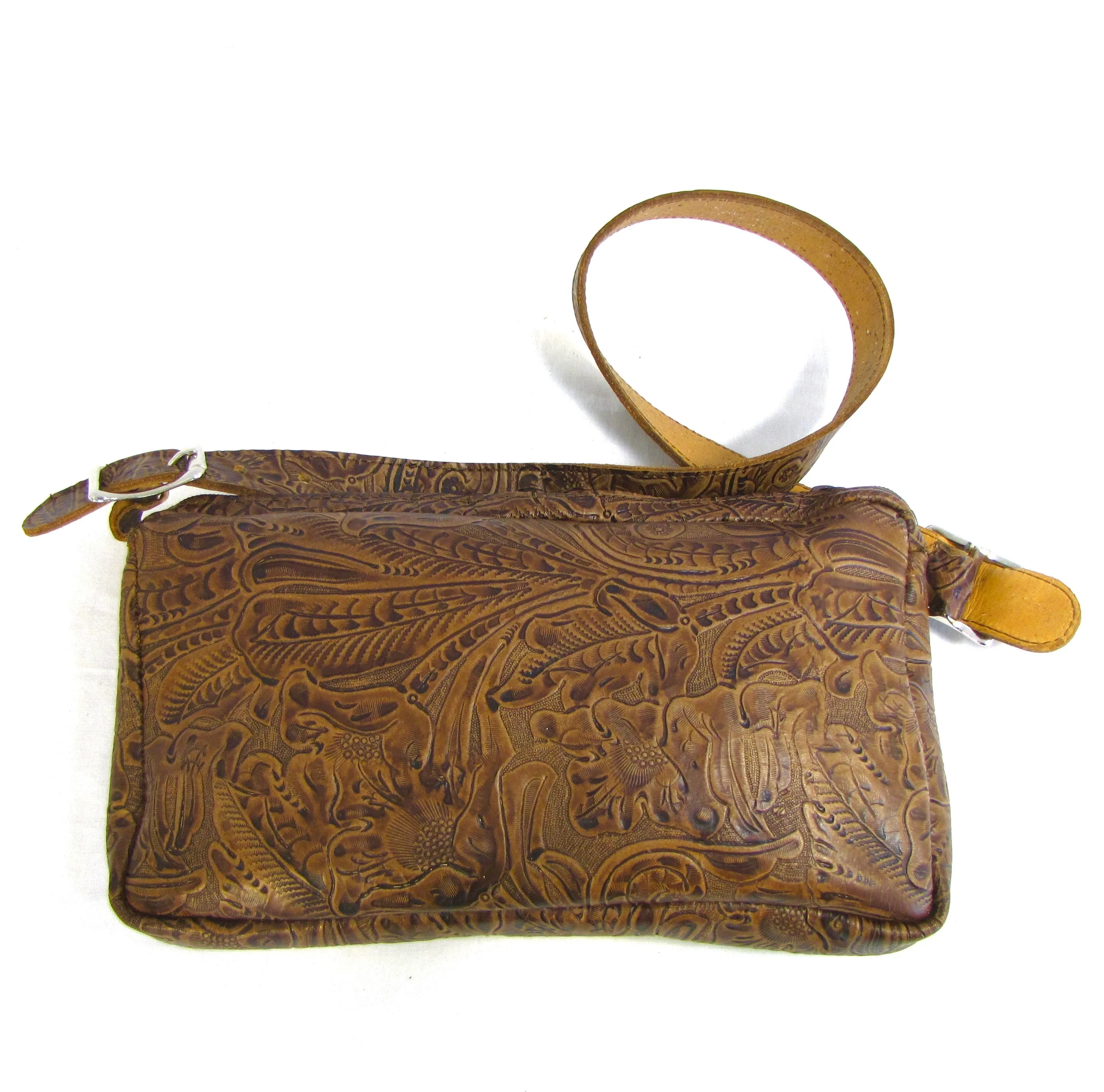 CF678  Soft Floral Print Shoulder Bag- Brown