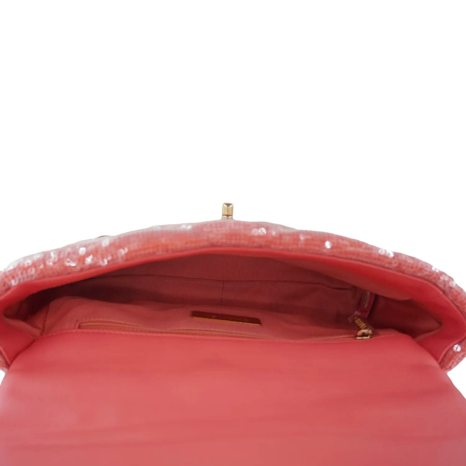 CHANEL 19 Medium Flap Quilted Sequin Shoulder Bag Hot Pink