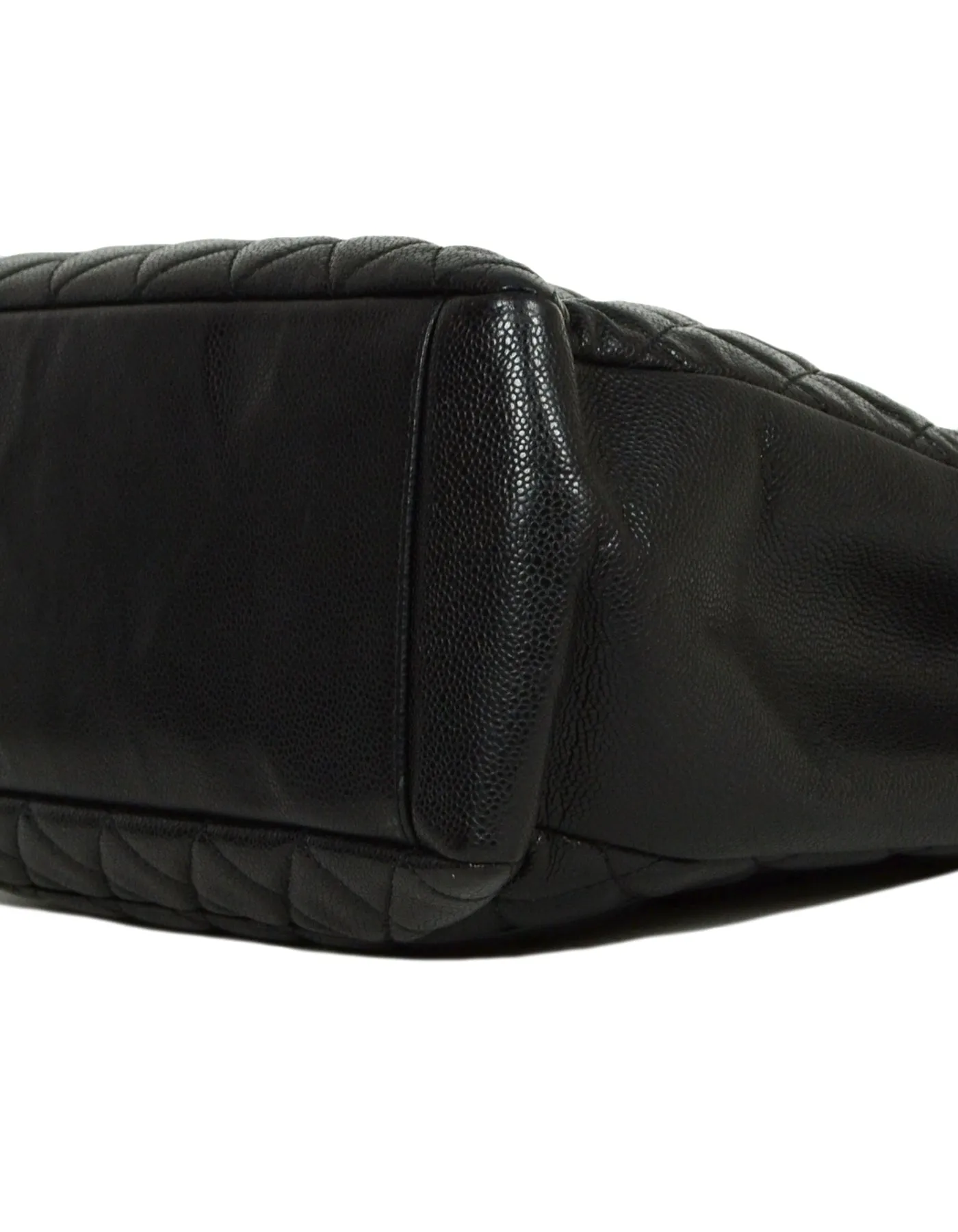 Chanel 2010-2011 Black Caviar Leather Quilted Grand Shopper Tote Discontinued Bag