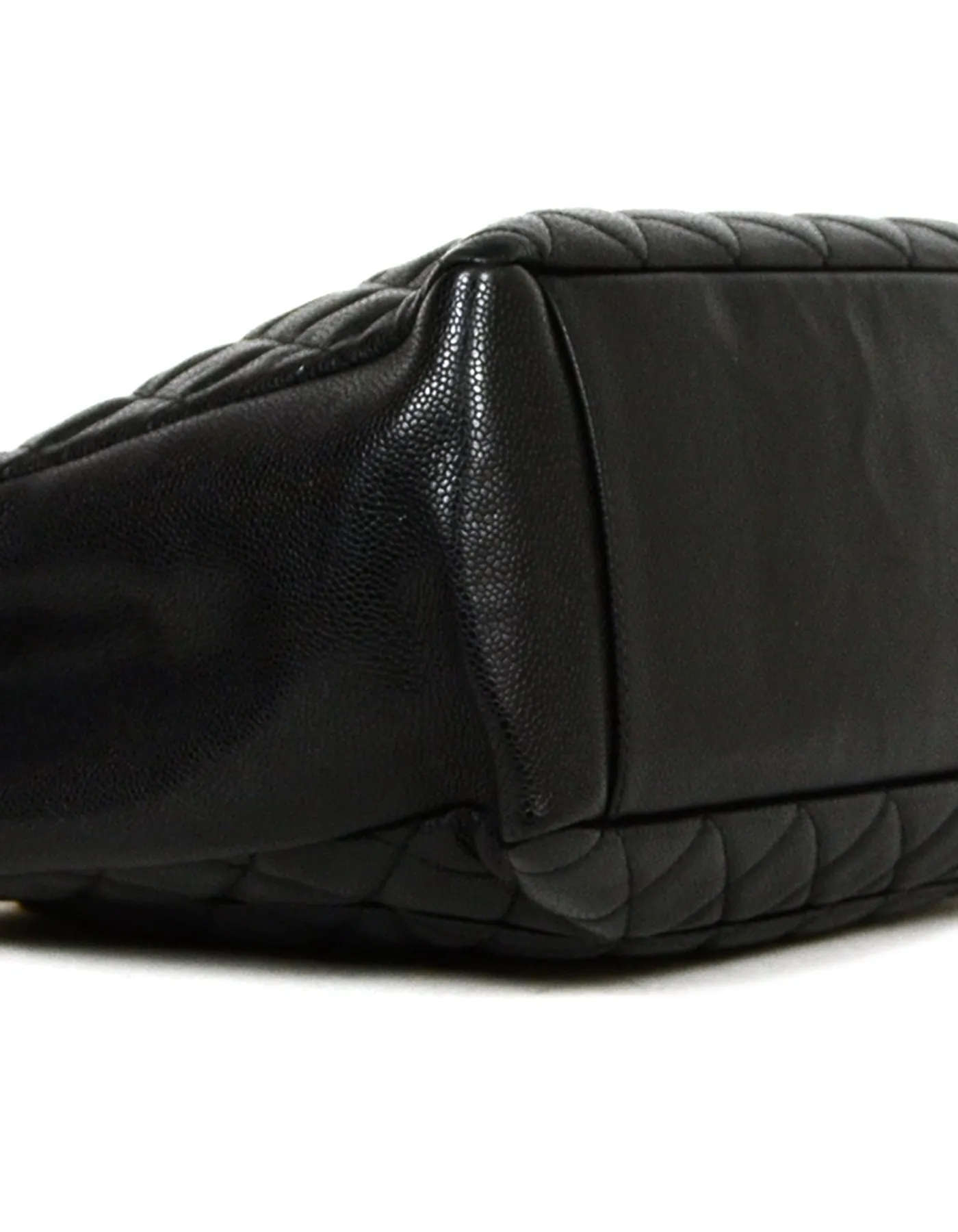 Chanel 2010-2011 Black Caviar Leather Quilted Grand Shopper Tote Discontinued Bag