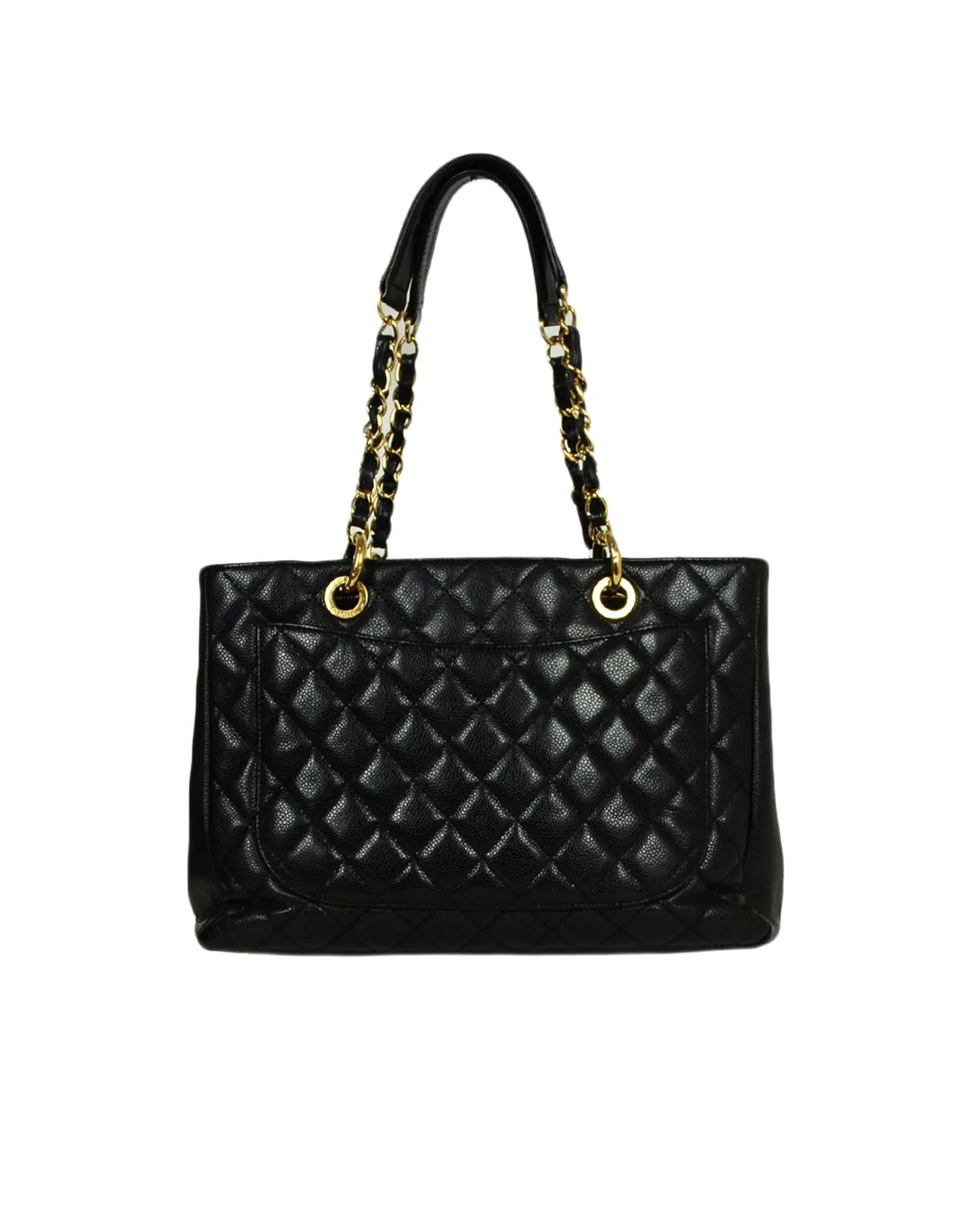 Chanel 2010-2011 Black Caviar Leather Quilted Grand Shopper Tote Discontinued Bag
