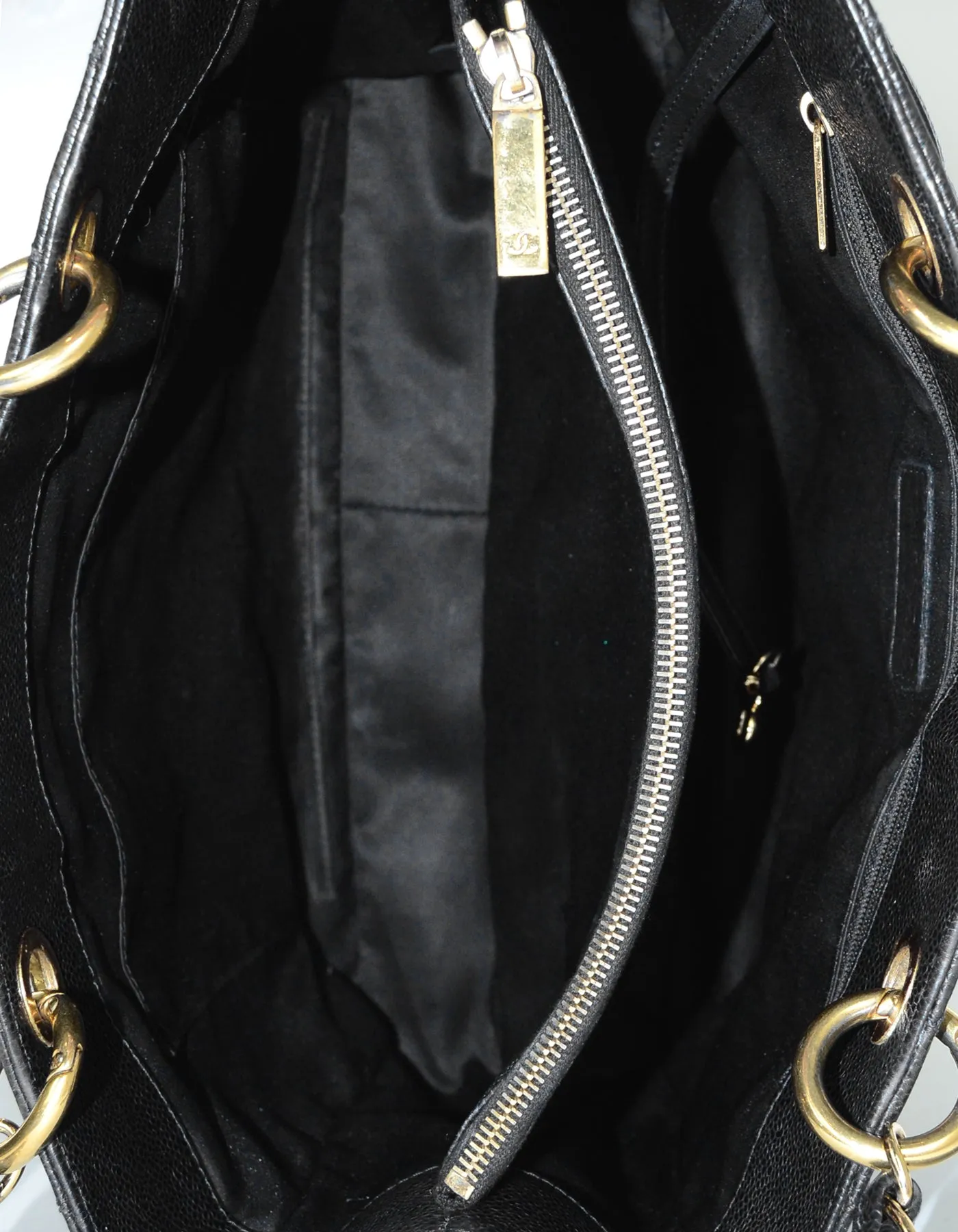 Chanel 2010-2011 Black Caviar Leather Quilted Grand Shopper Tote Discontinued Bag