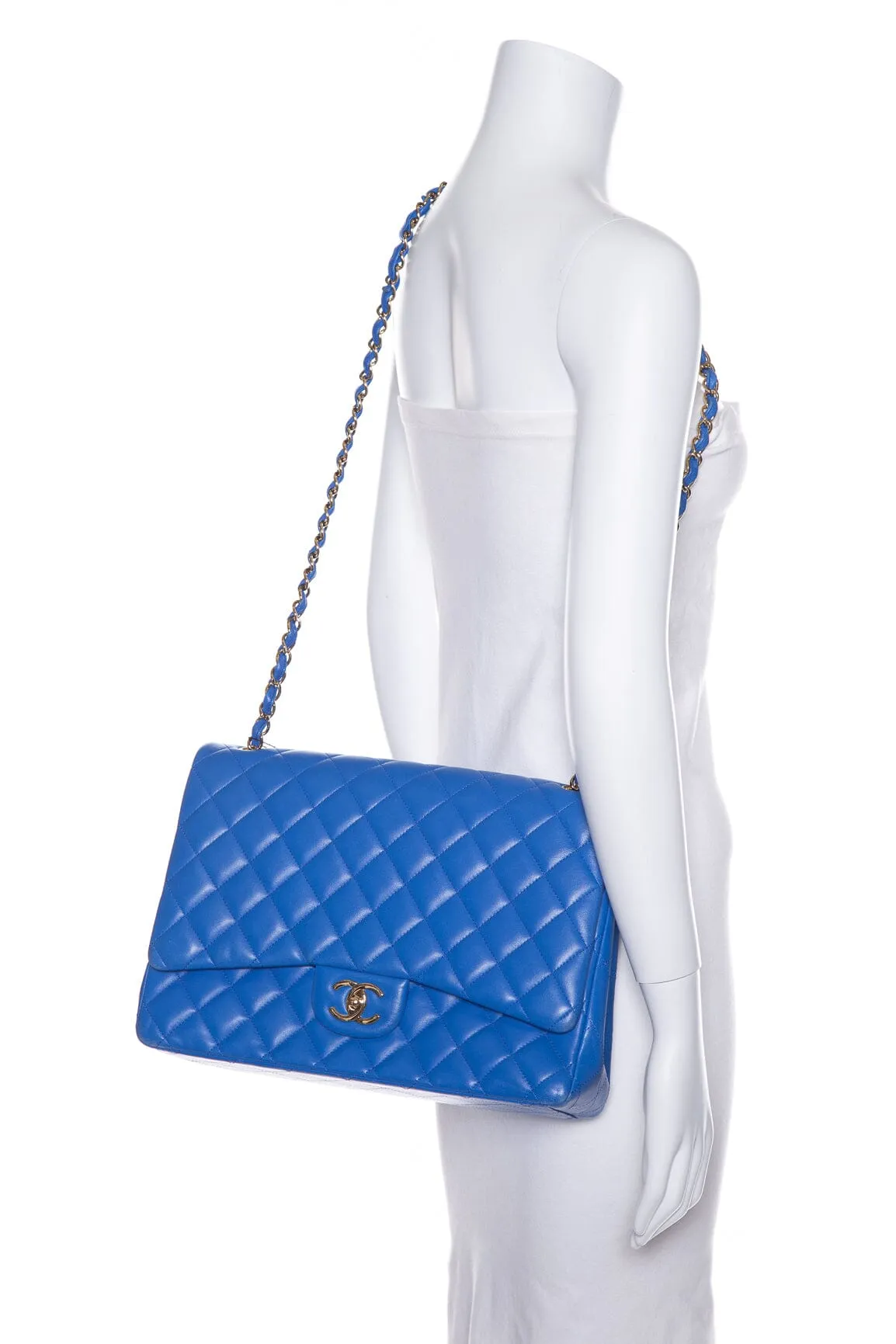 Chanel 2015/16 Royal Blue Quilted Double Flap Maxi Handbag