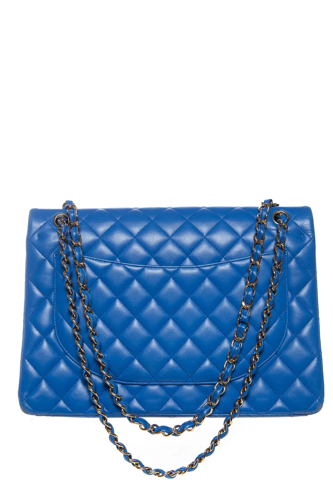 Chanel 2015/16 Royal Blue Quilted Double Flap Maxi Handbag