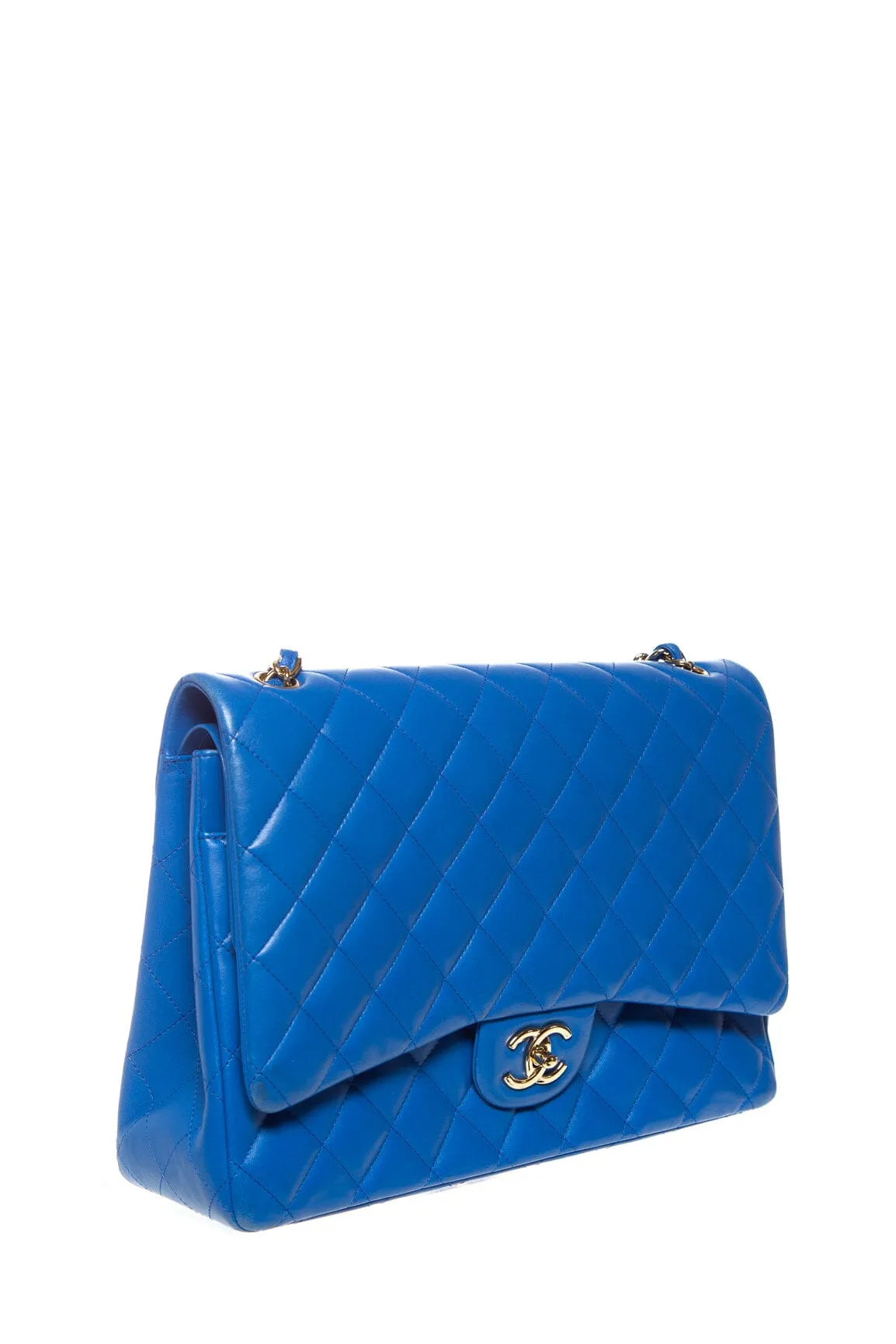 Chanel 2015/16 Royal Blue Quilted Double Flap Maxi Handbag