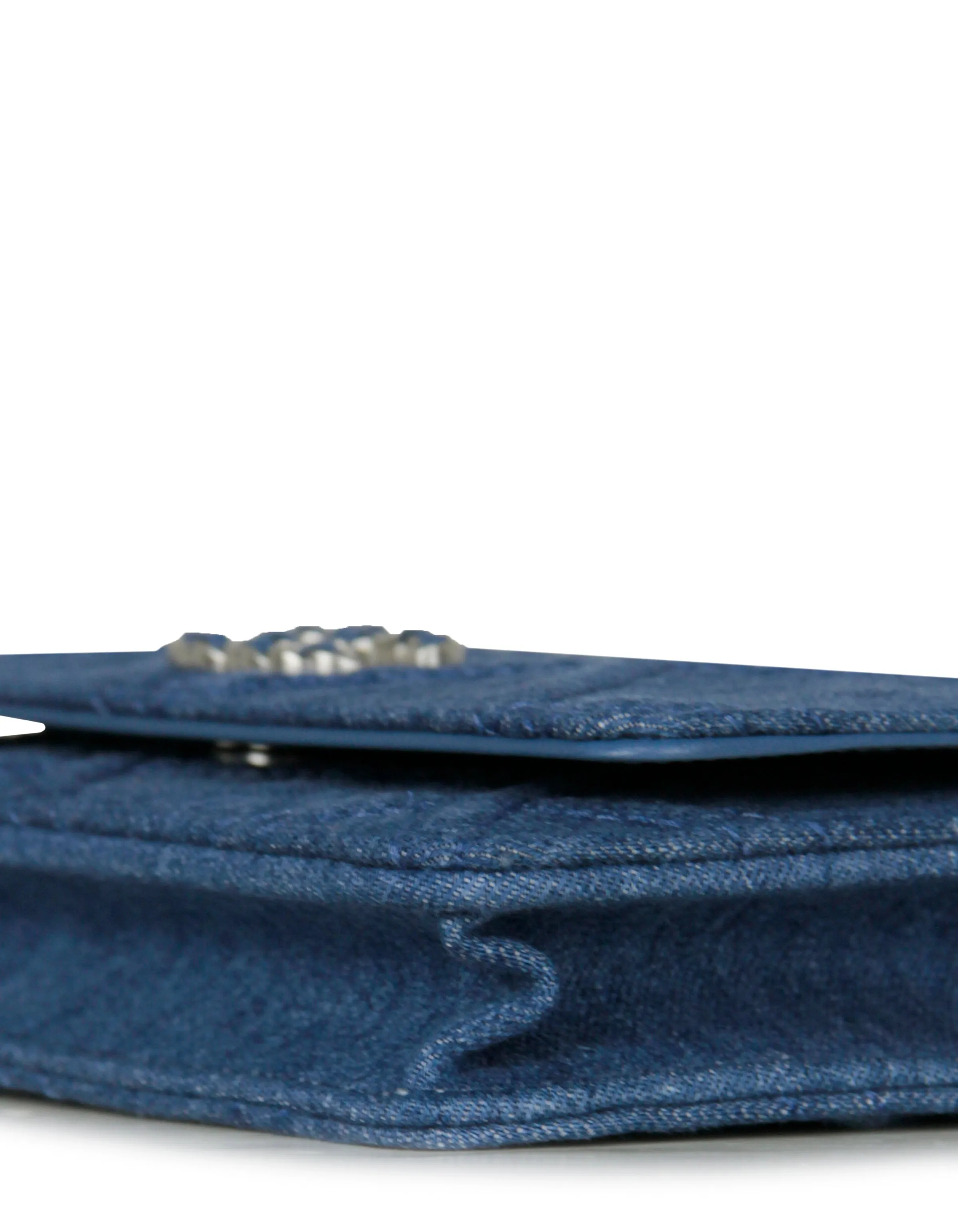 Chanel 2022 Denim Quilted 19 WOC Crossbody Bag