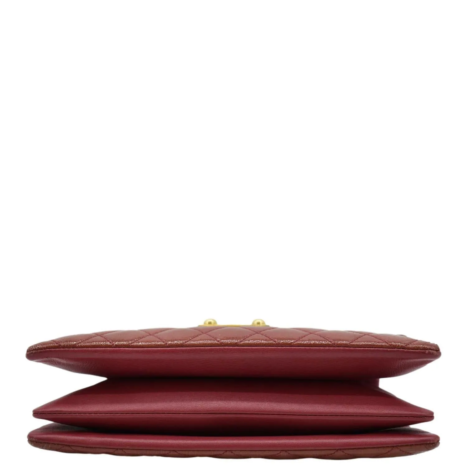 CHANEL 3 Pocket Accordion Flap Small Patent Leather Shoulder Bag Red