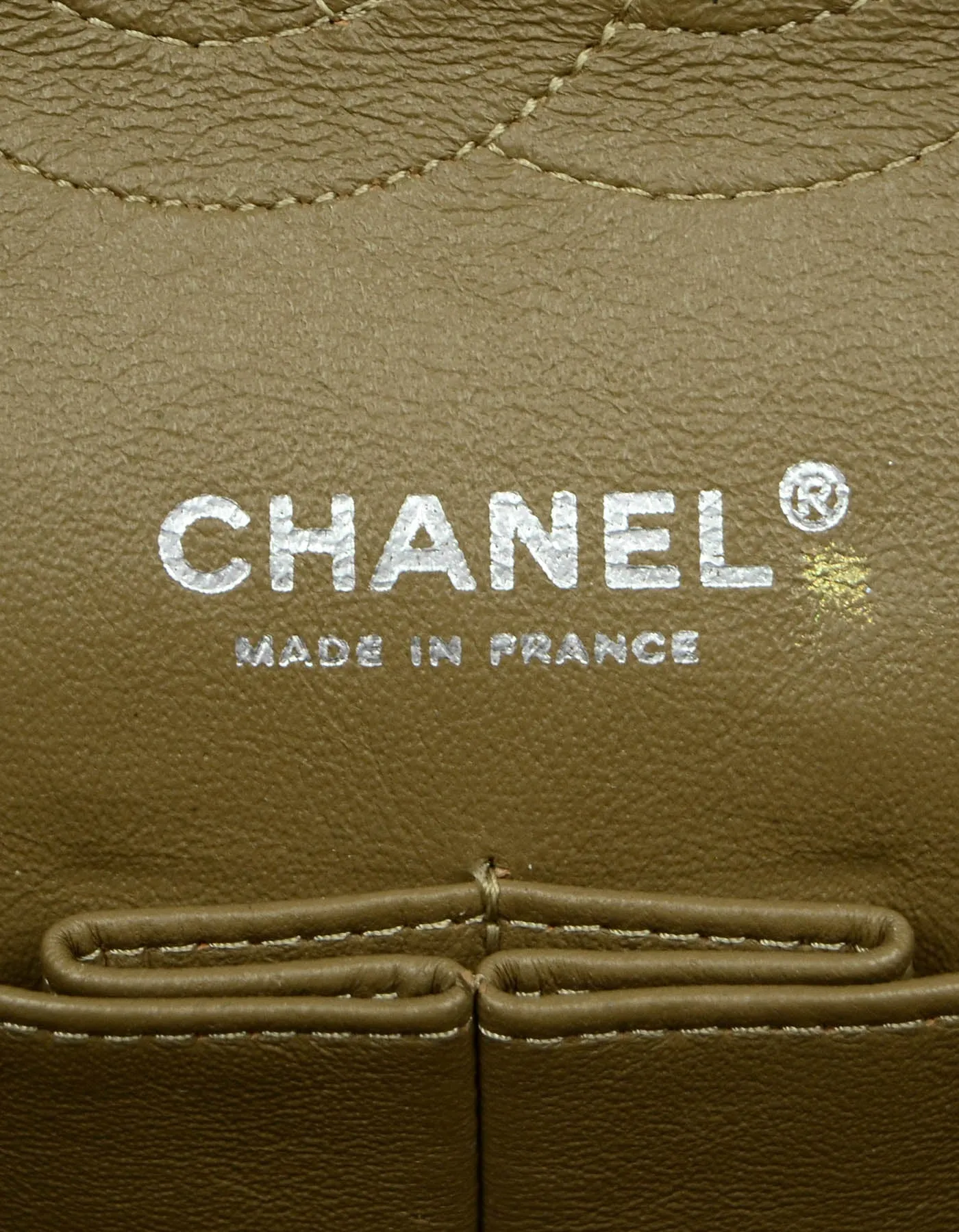 Chanel Beige Crumpled Patent Quilted Double Flap 10" Classic Bag