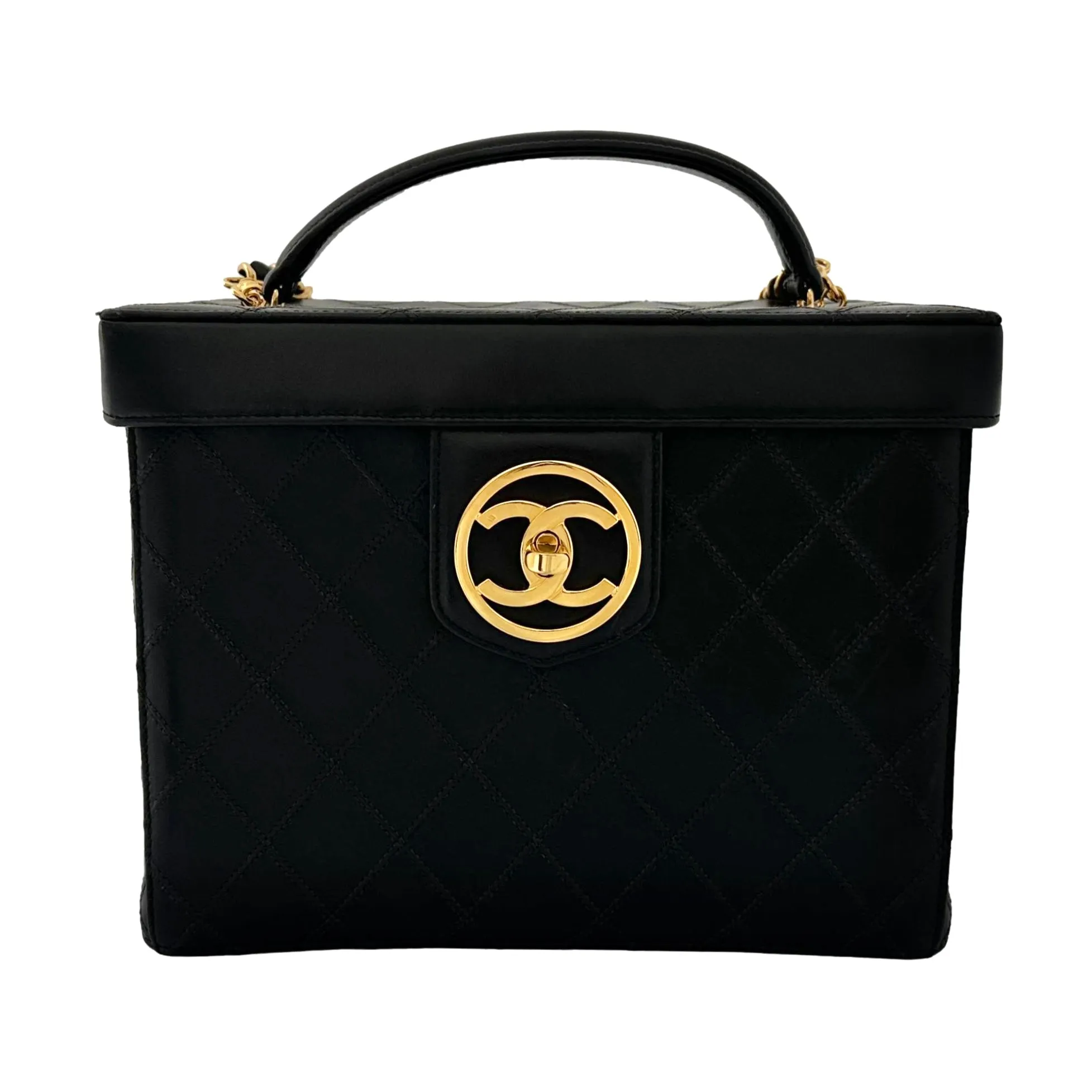 Chanel Black 2-Way Quilted Vanity Bag