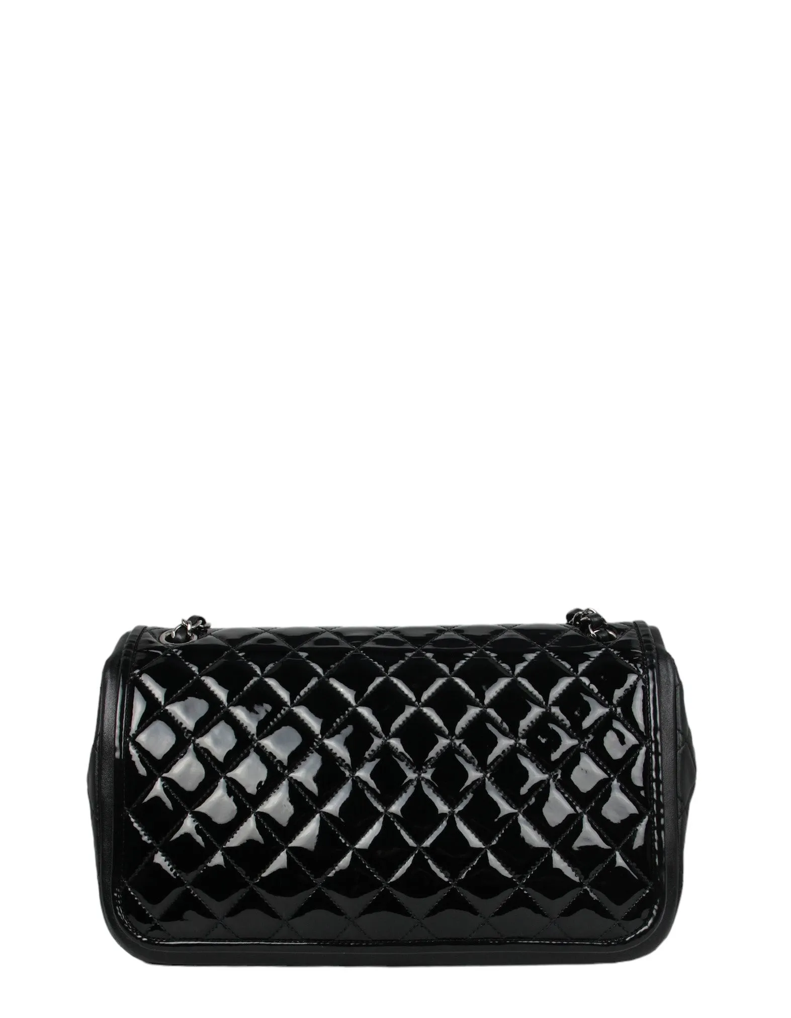 Chanel Black Classic Twist Patent Flap Bag w/ Lambskin Trim