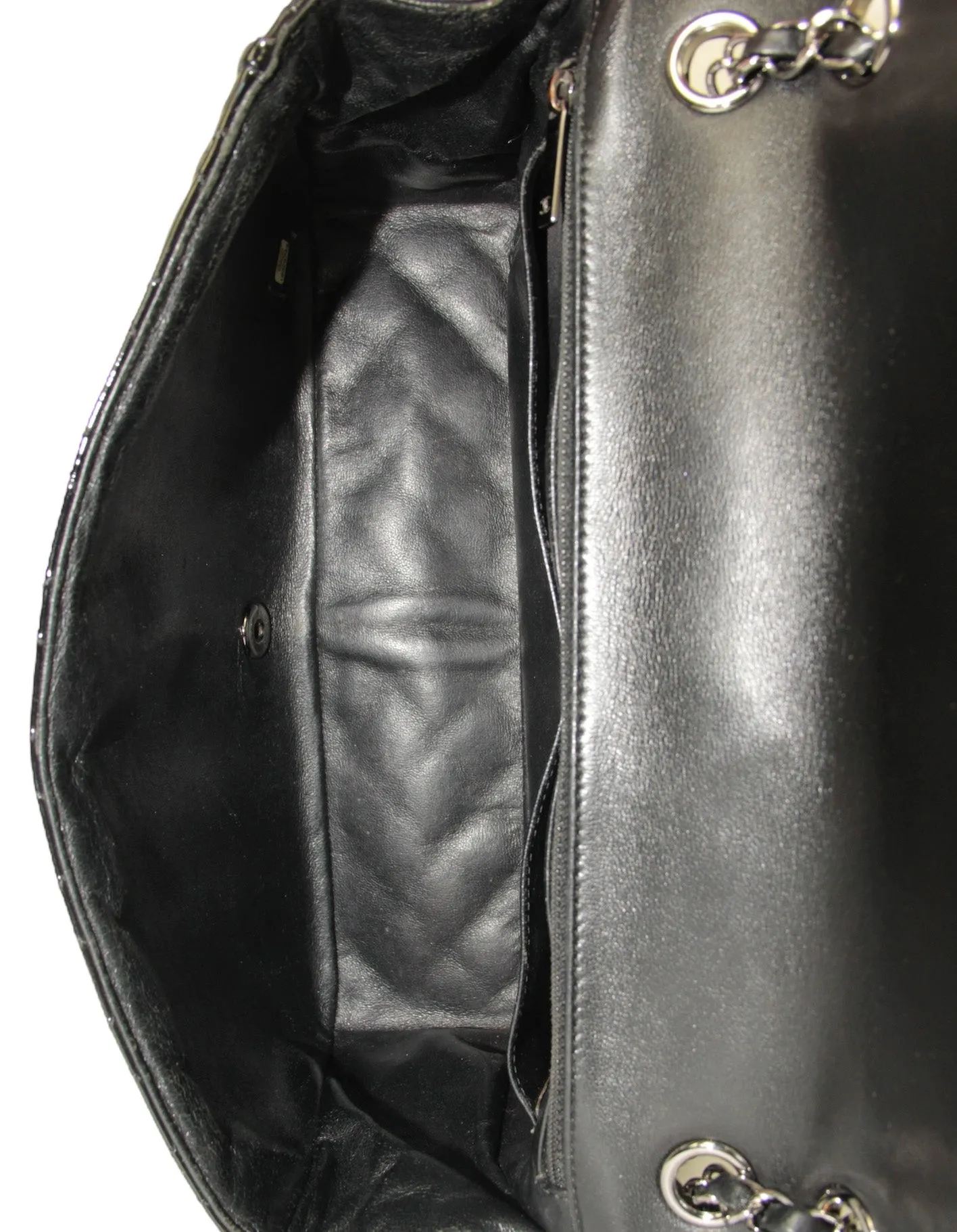 Chanel Black Classic Twist Patent Flap Bag w/ Lambskin Trim