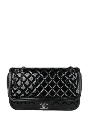Chanel Black Classic Twist Patent Flap Bag w/ Lambskin Trim