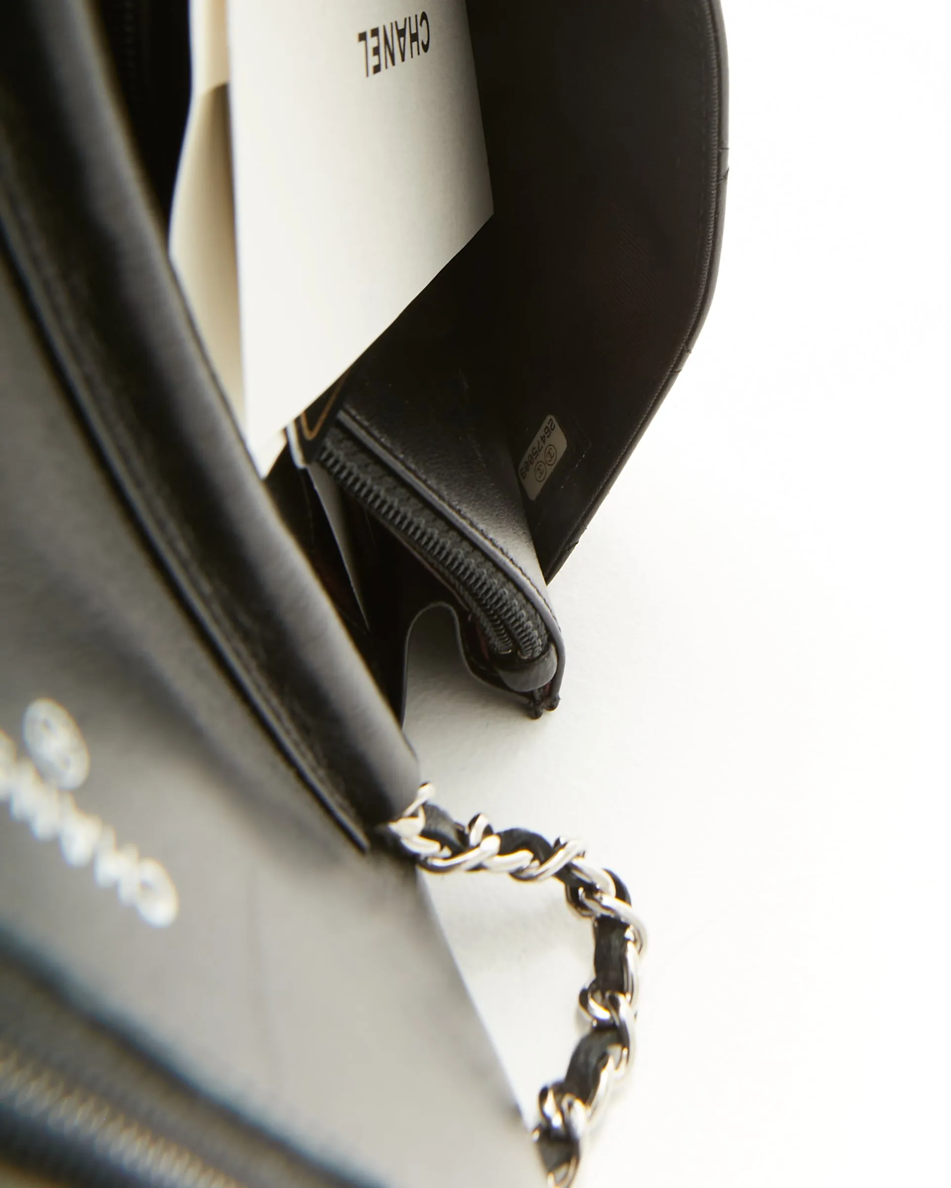 Chanel Black Lambskin Leather Wallet-on-Chain SHW