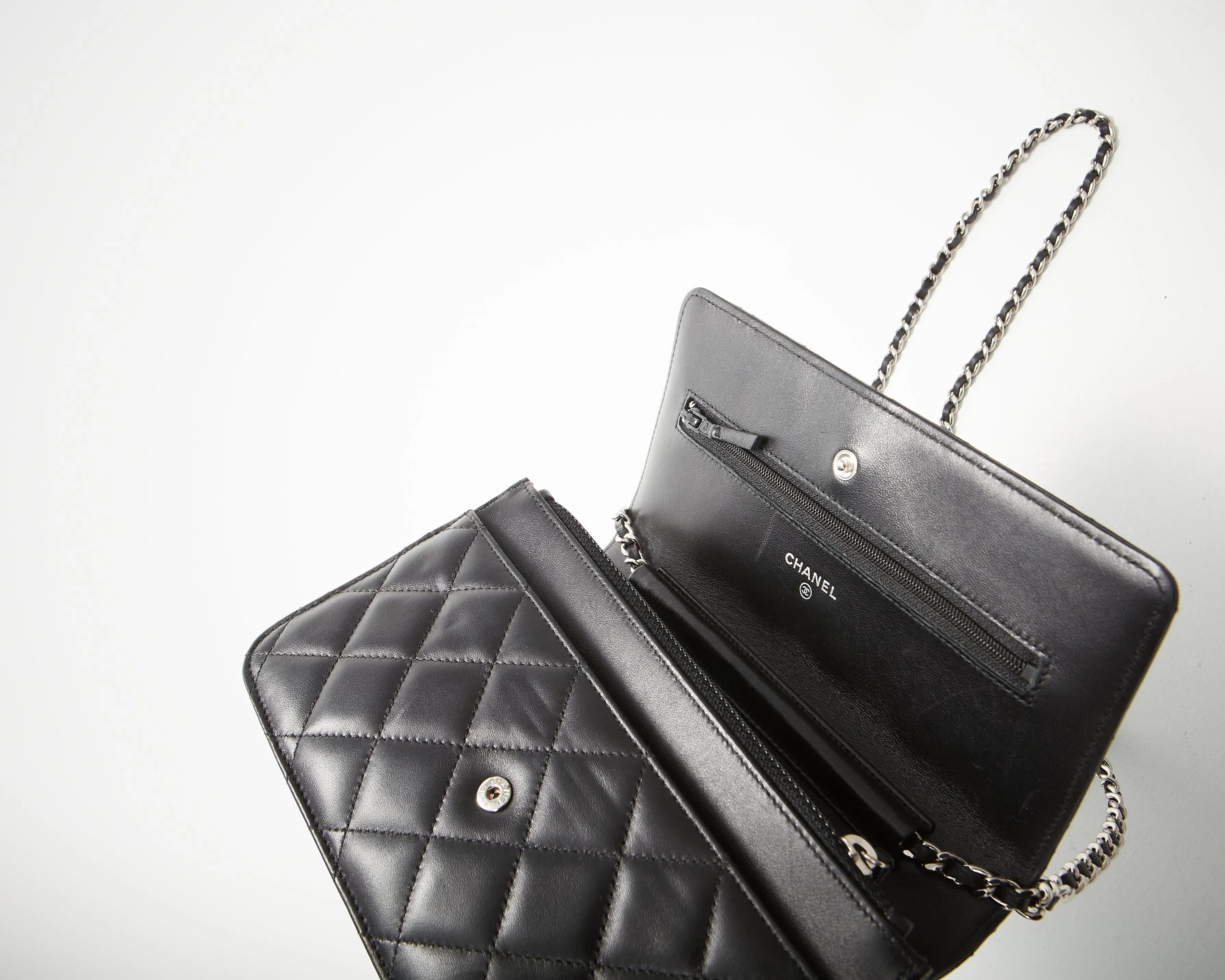 Chanel Black Lambskin Leather Wallet-on-Chain SHW