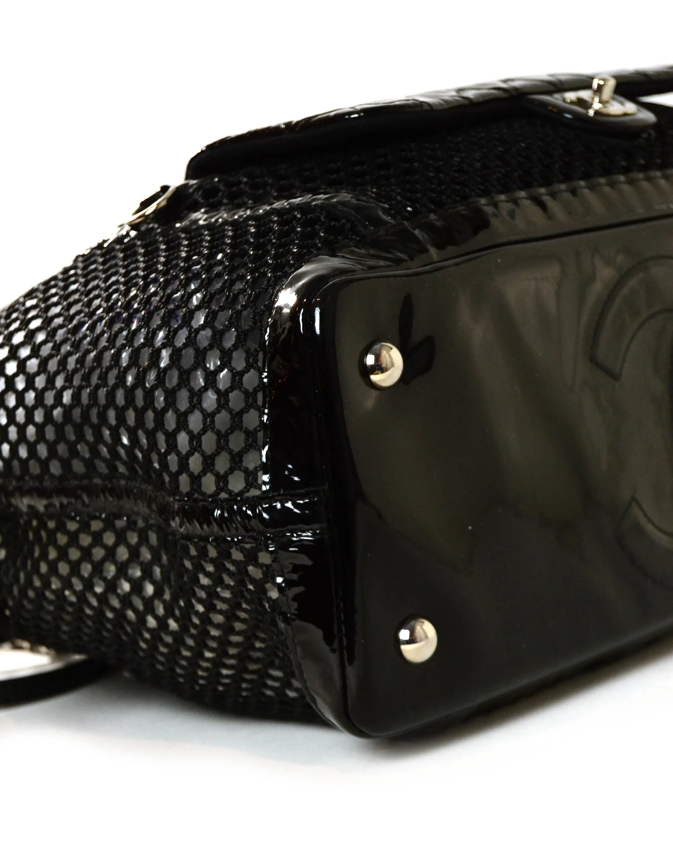 Chanel Black Mesh & Patent La Madrague 2 in 1 Tote/ Quilted Flap Bag